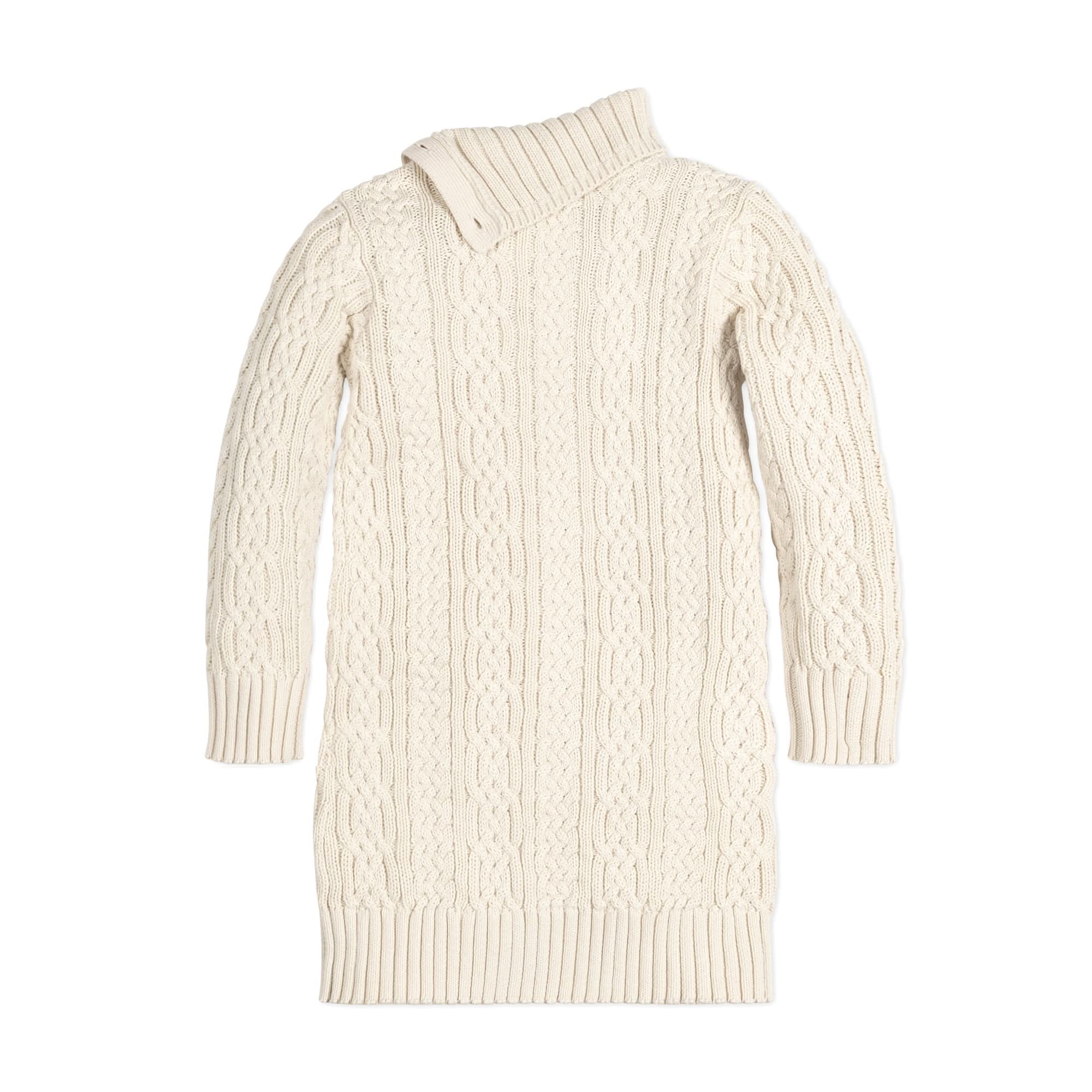 Split Neck Cable Organic Sweater Dress