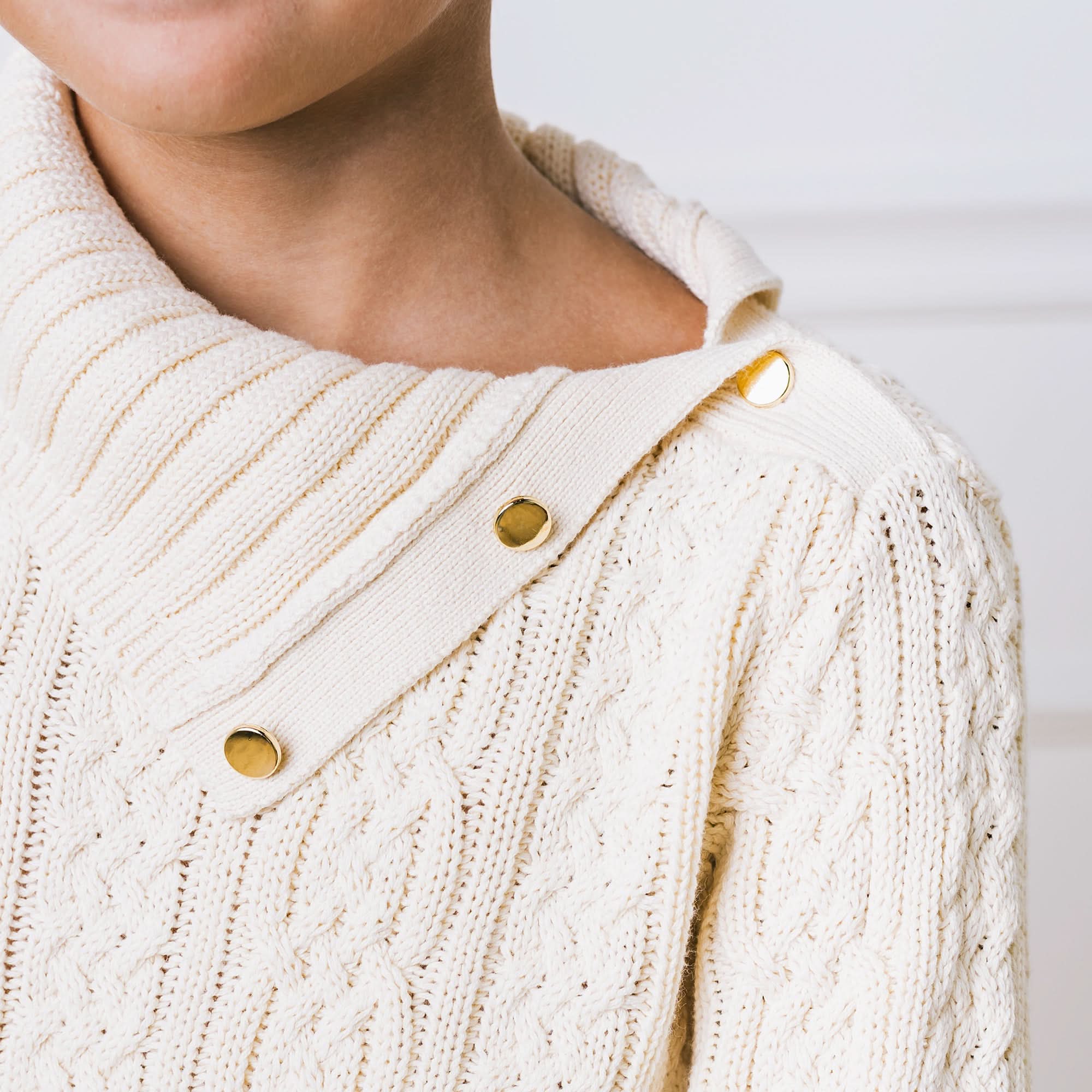 Split Neck Cable Organic Sweater Dress