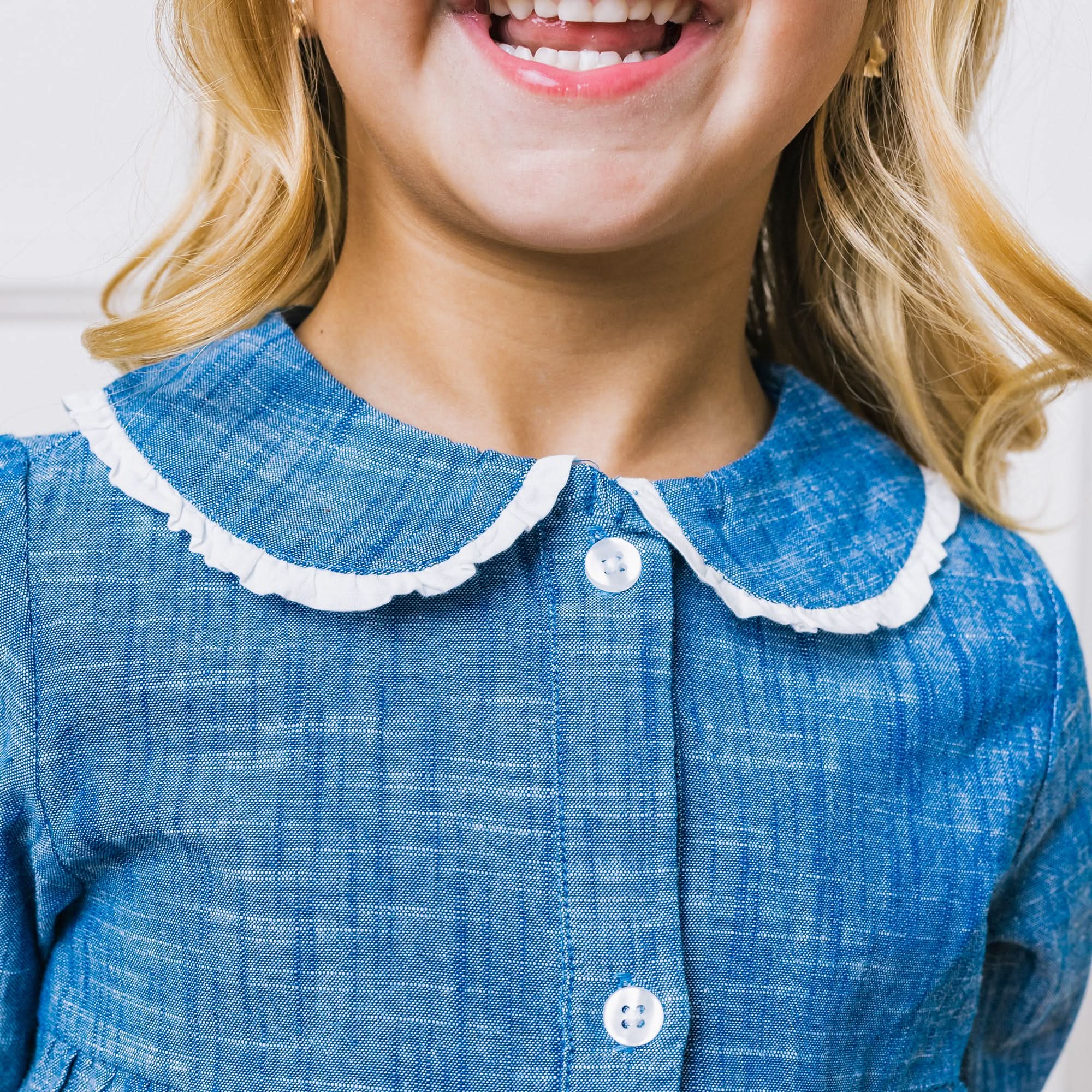 Button Front Organic Chambray Dress