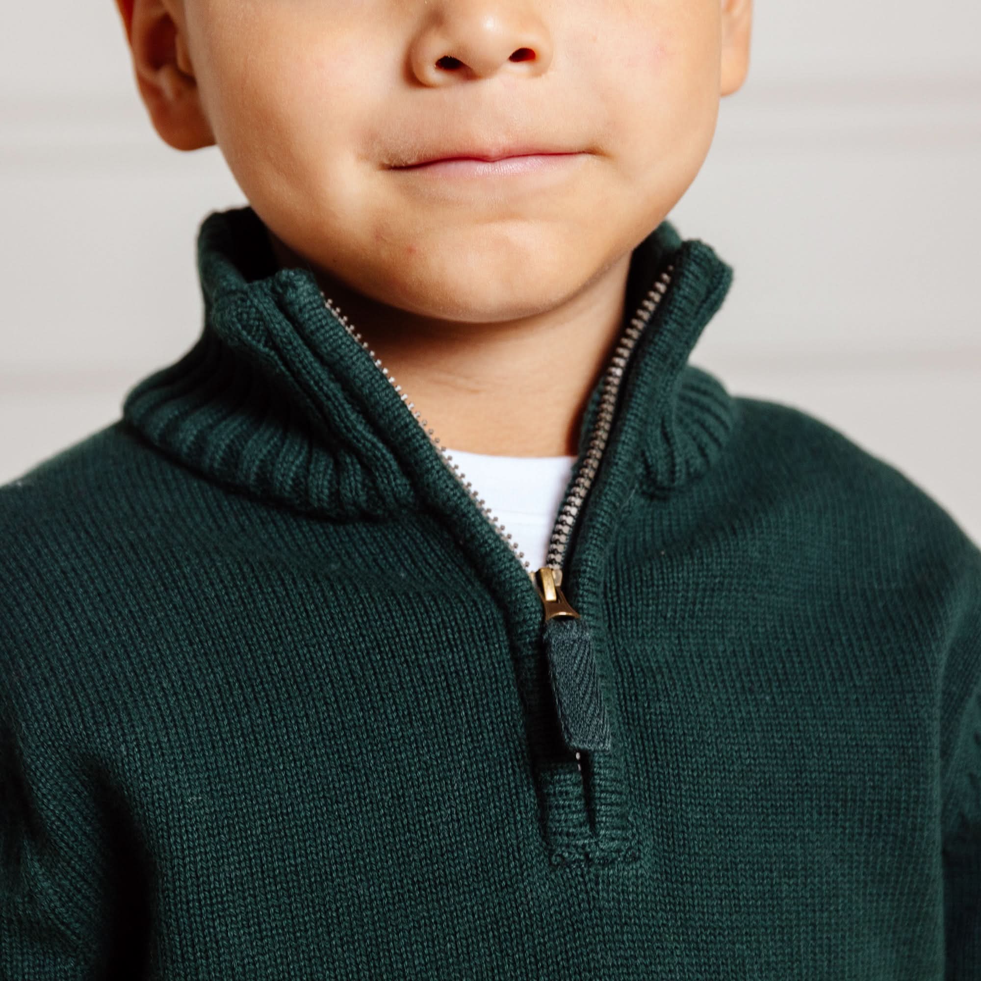 Organic Half Zip Pullover Sweater with Elbow Patches - Baby