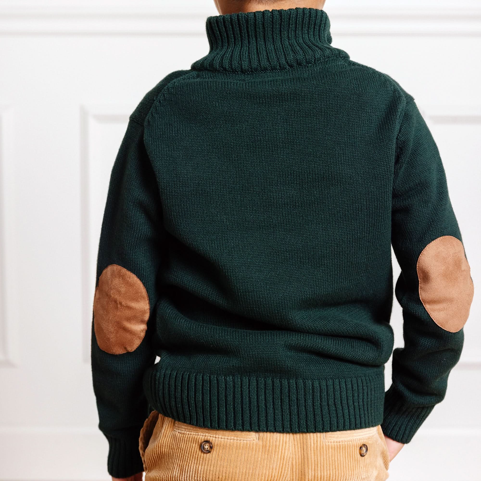Organic Half Zip Pullover Sweater with Elbow Patches - Baby