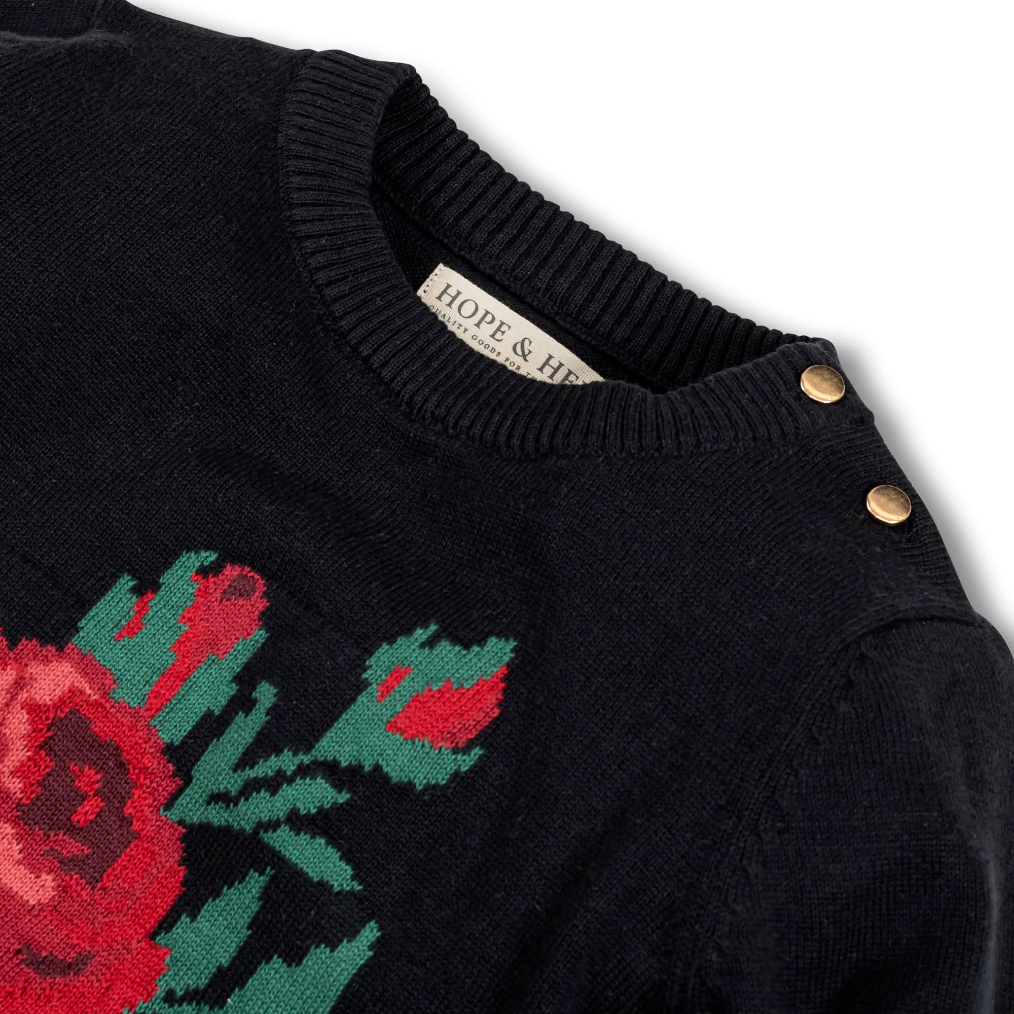 Rose Intarsia Organic Sweater - Baby