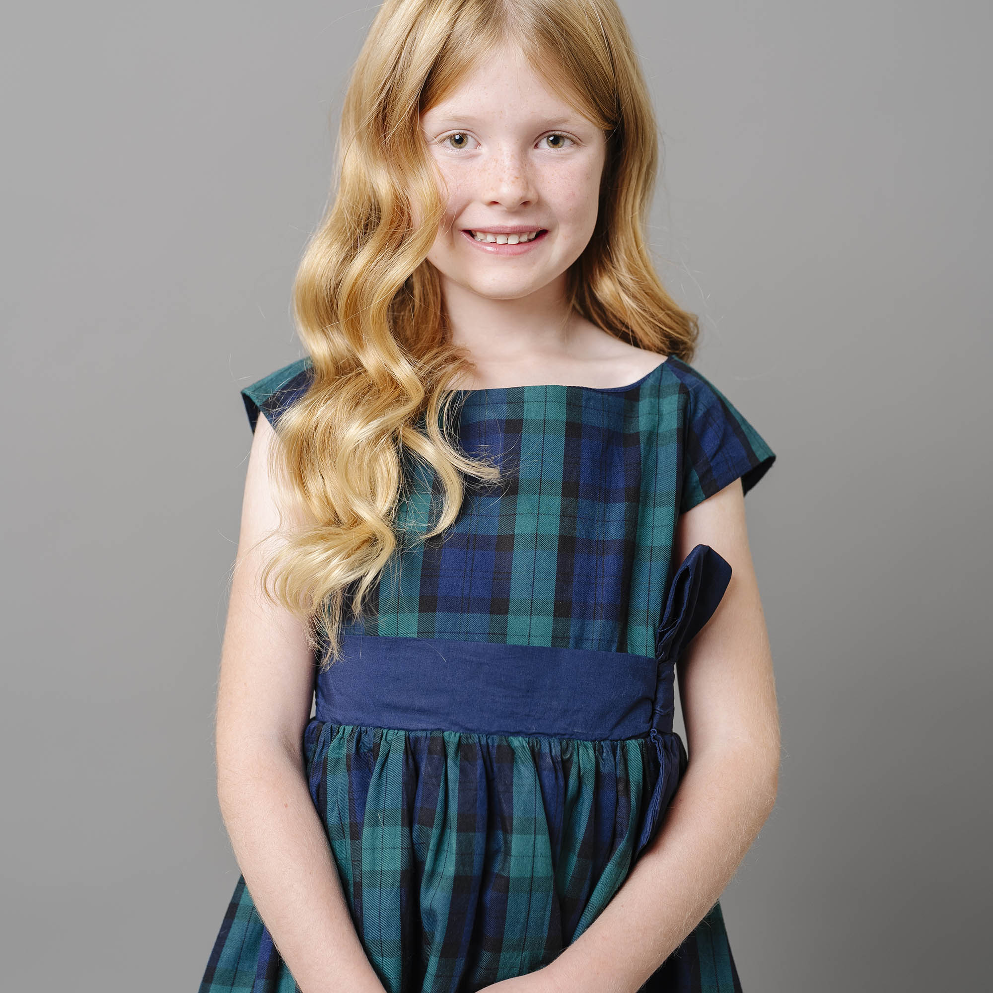 Cap Sleeve Organic Party Dress with Bow Sash