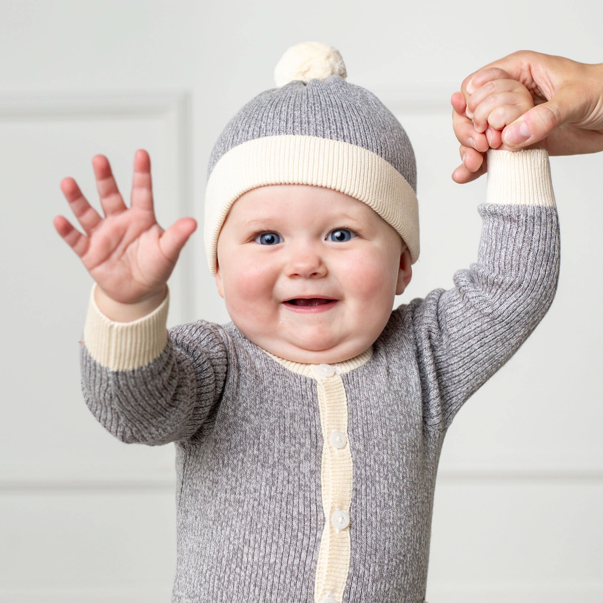 Organic Button Front Romper and Beanie Set