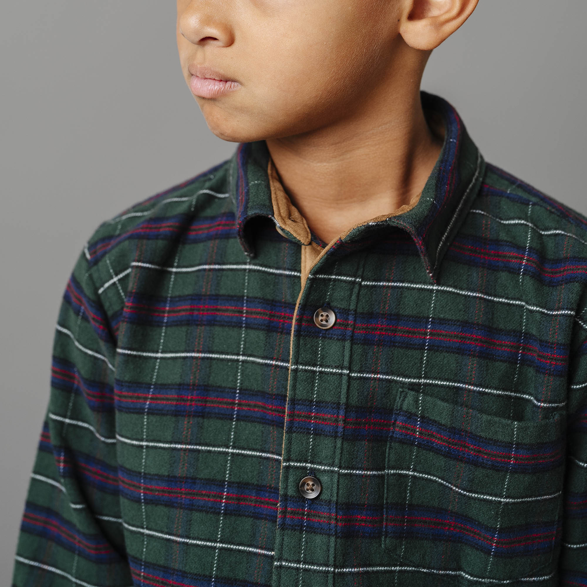 Organic Flannel Shirt with Suede