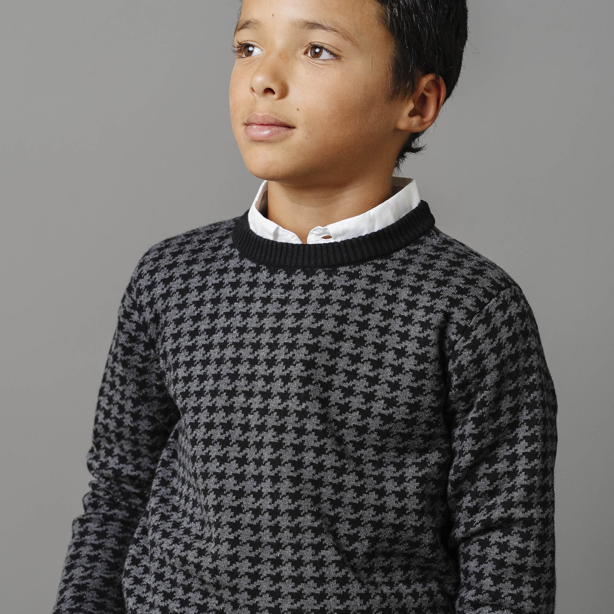 Organic Intarsia Crew Neck Sweater