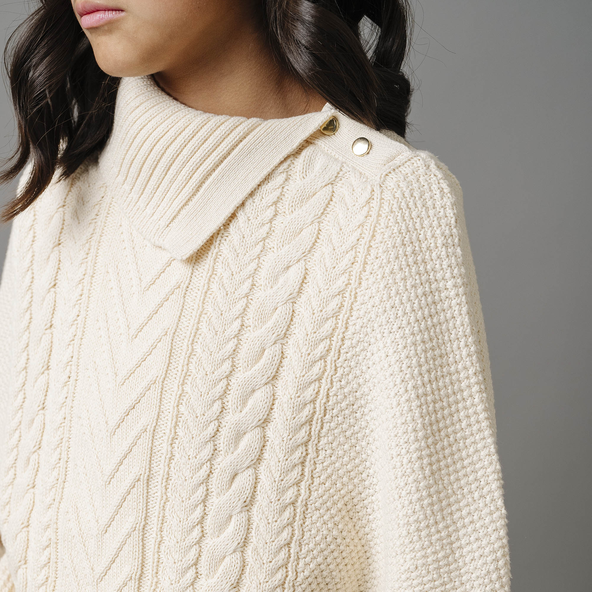 Organic Split Collar Sweater Cape - Baby
