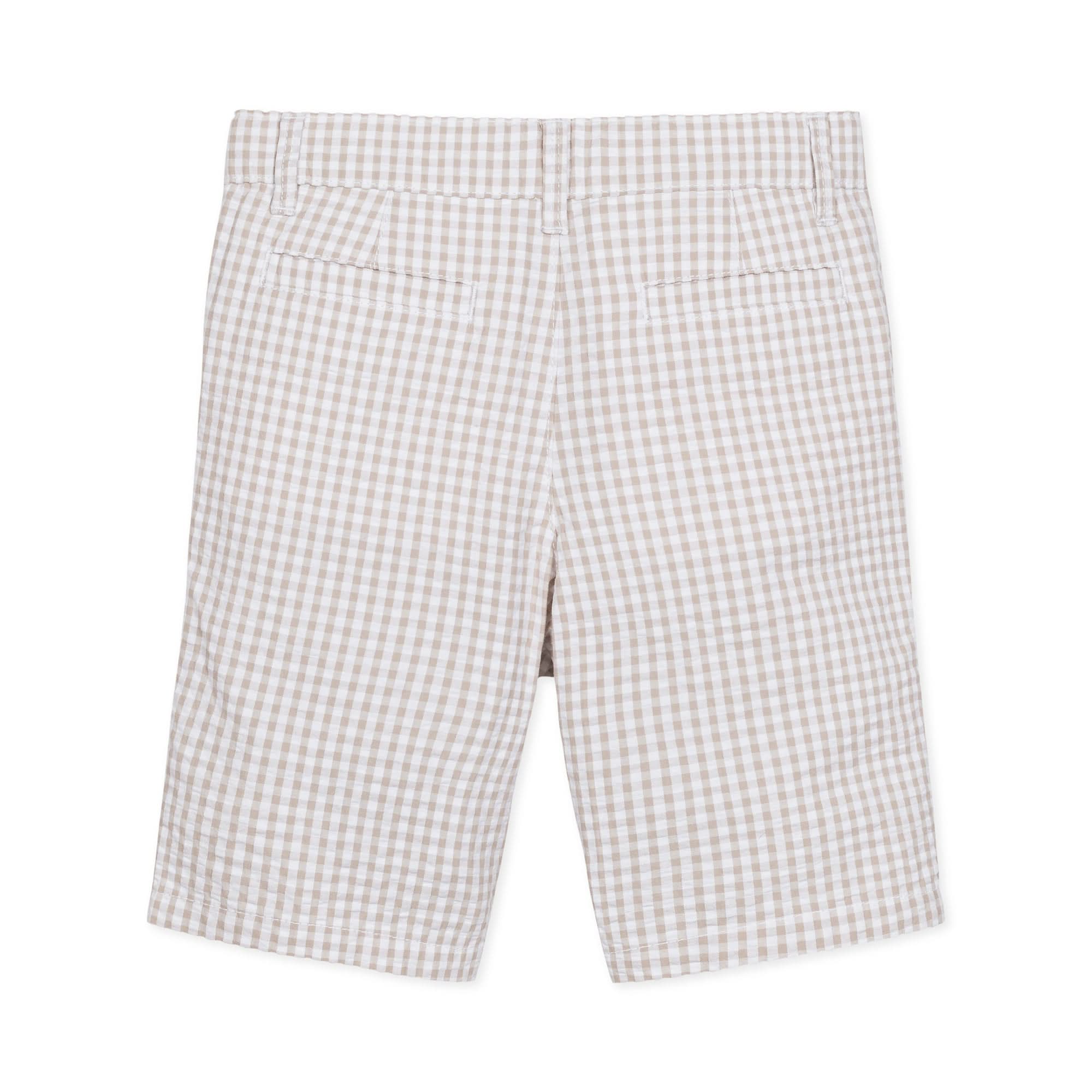Organic Seersucker Short Taupe Gingham