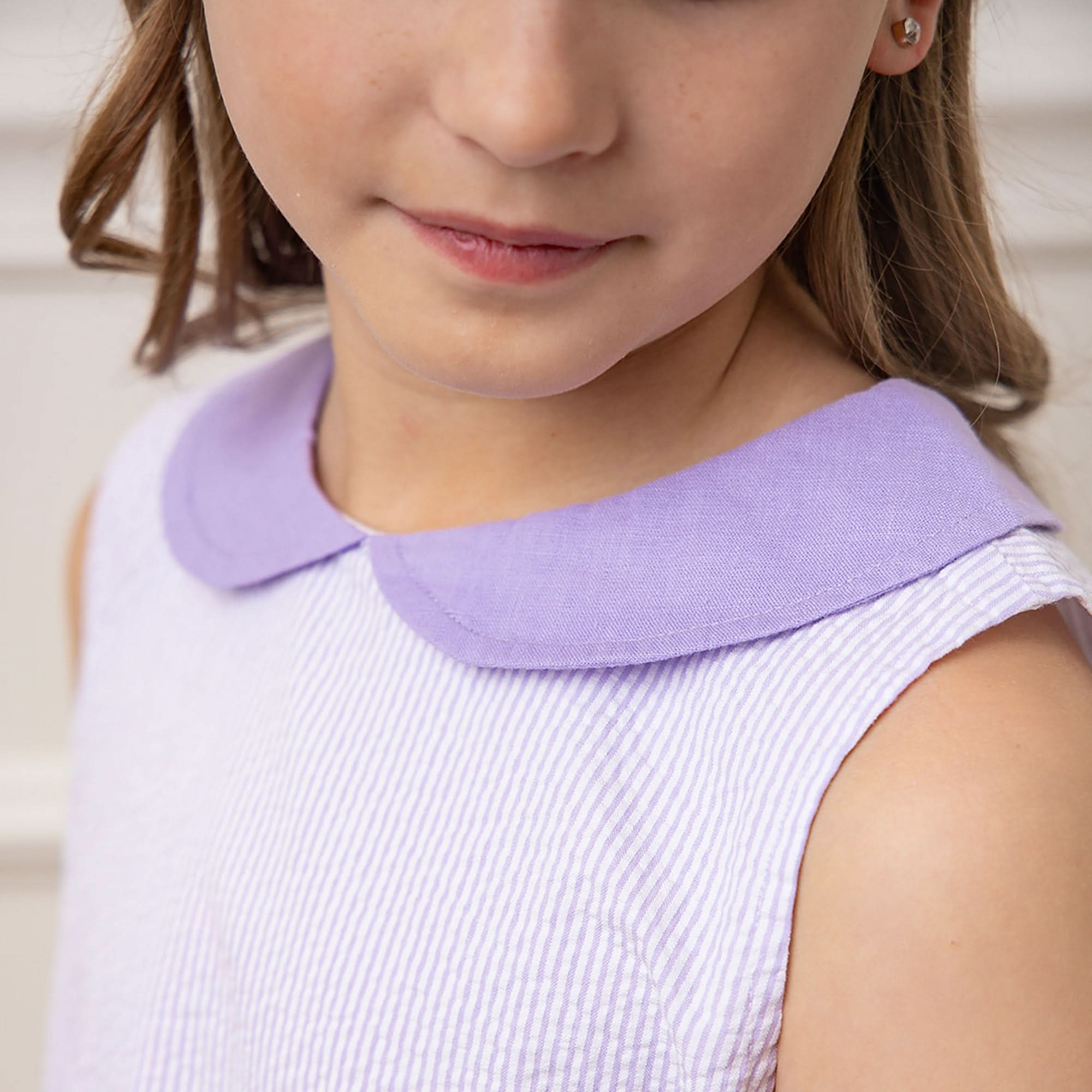Organic Seersucker Peter Pan Collar Dress - Baby