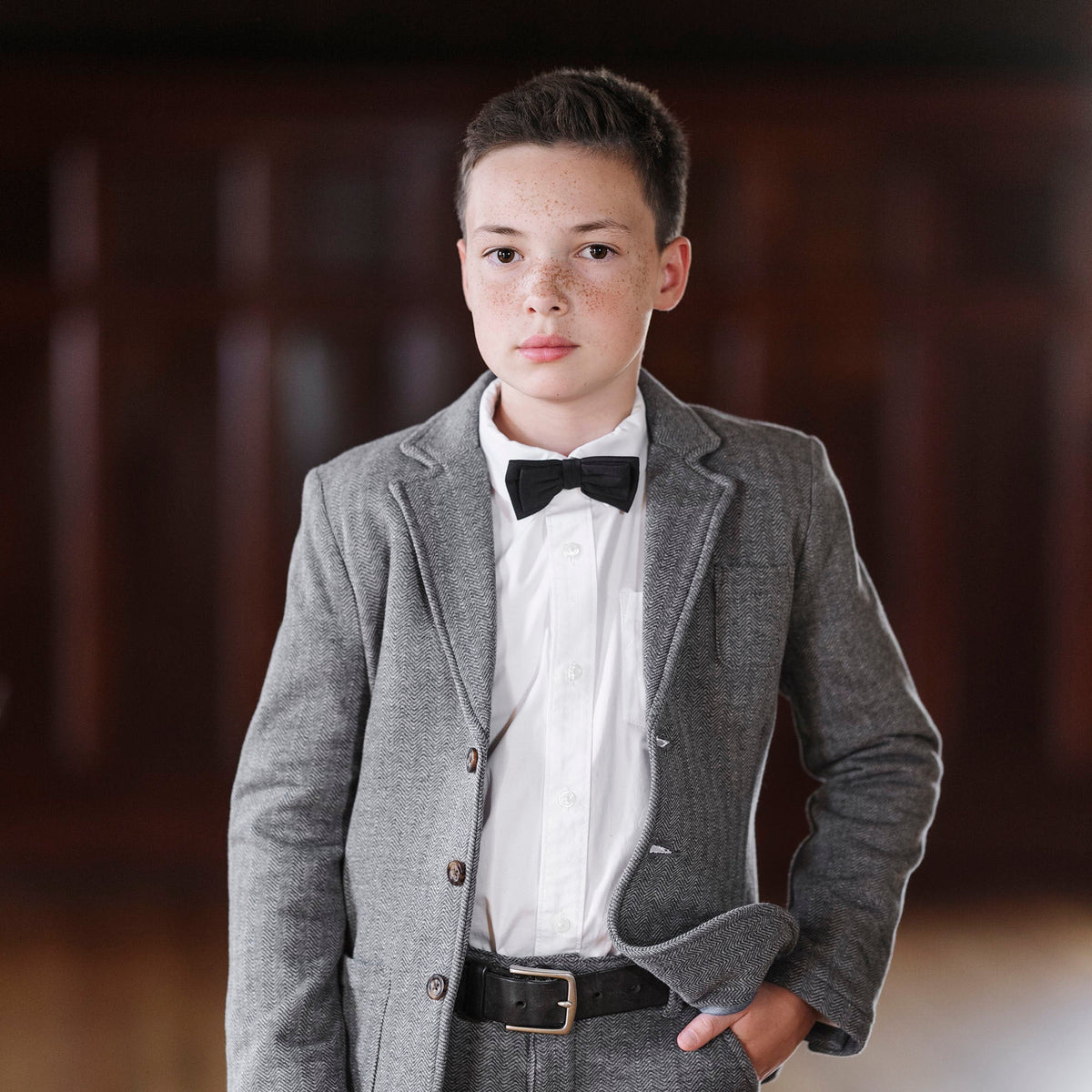 Sateen Bow Tie in Black — lifestyle photo