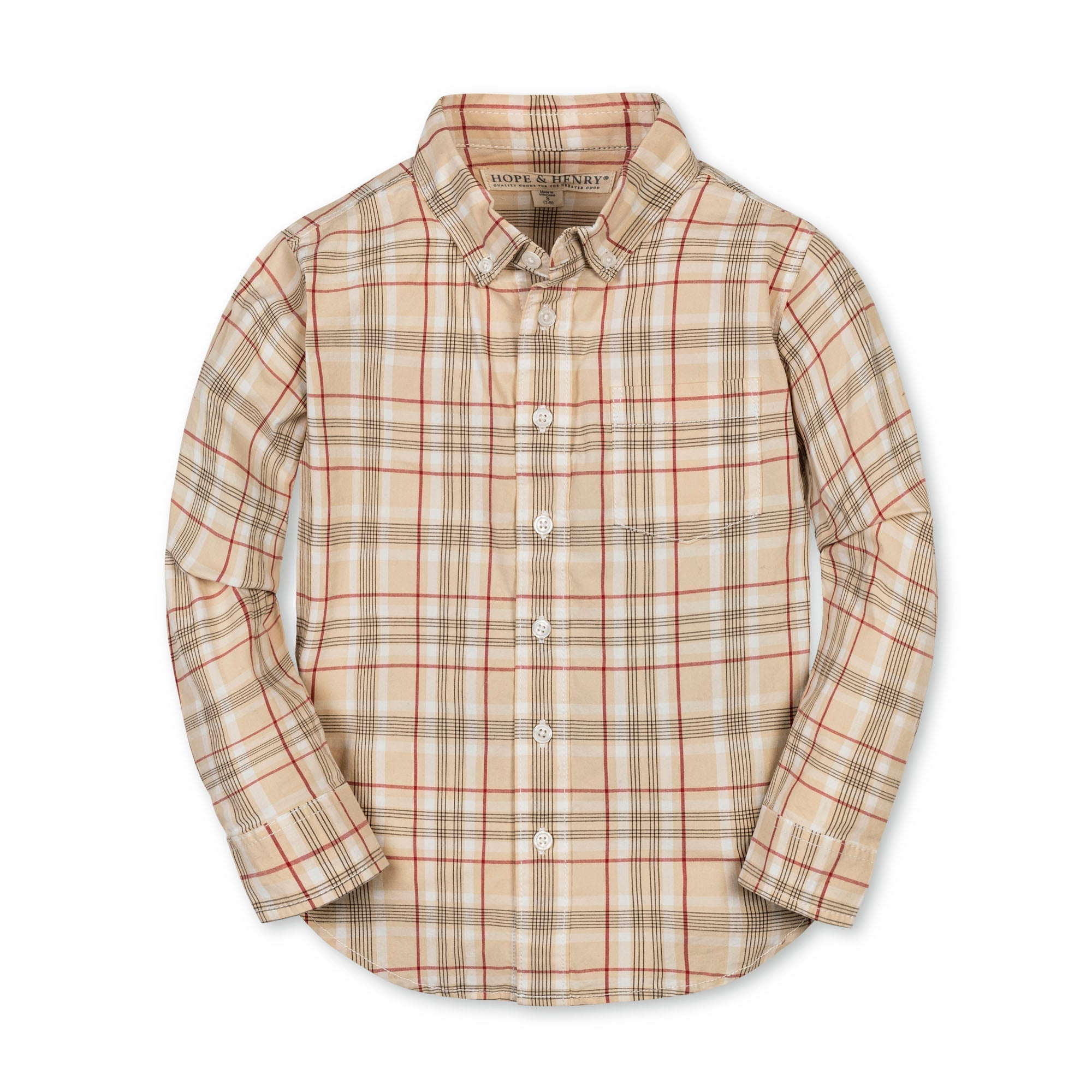 Organic Stretch Poplin Shirt in Fireside Plaid — front view