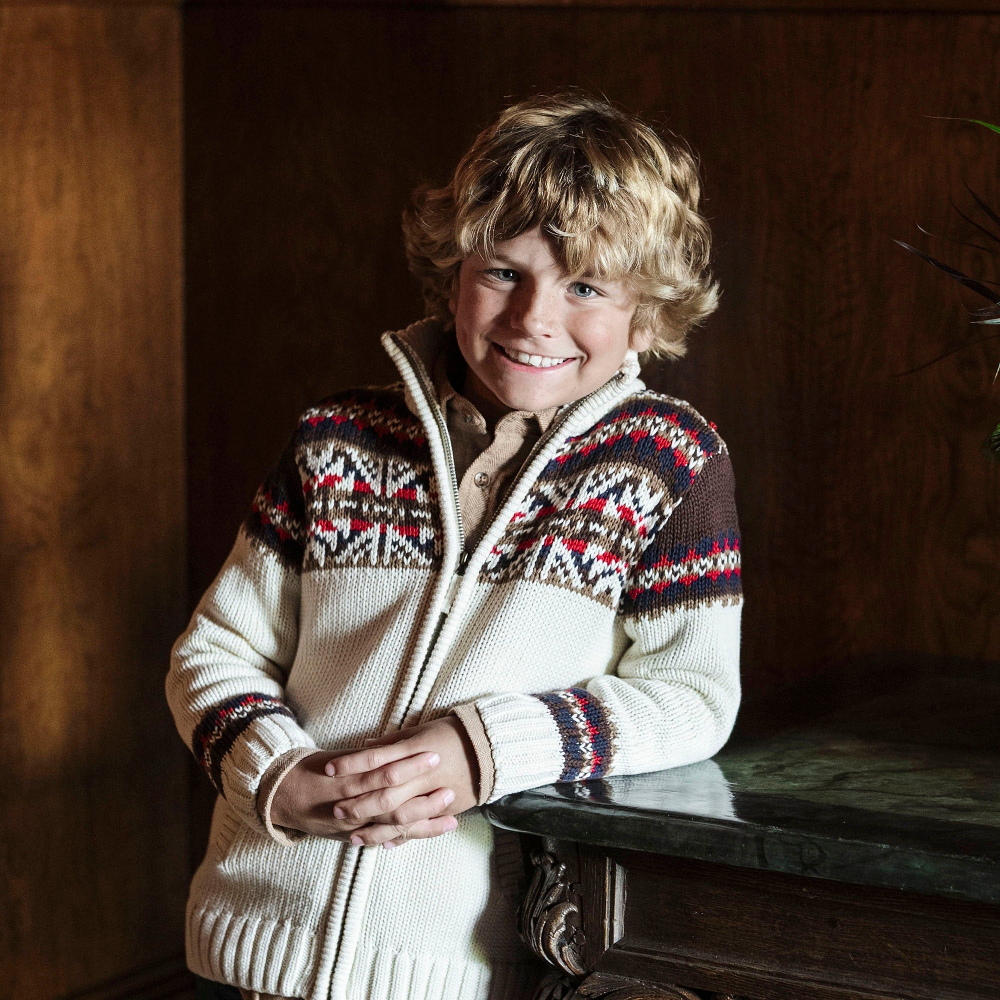 Organic Full Zip Mock Neck Sweater