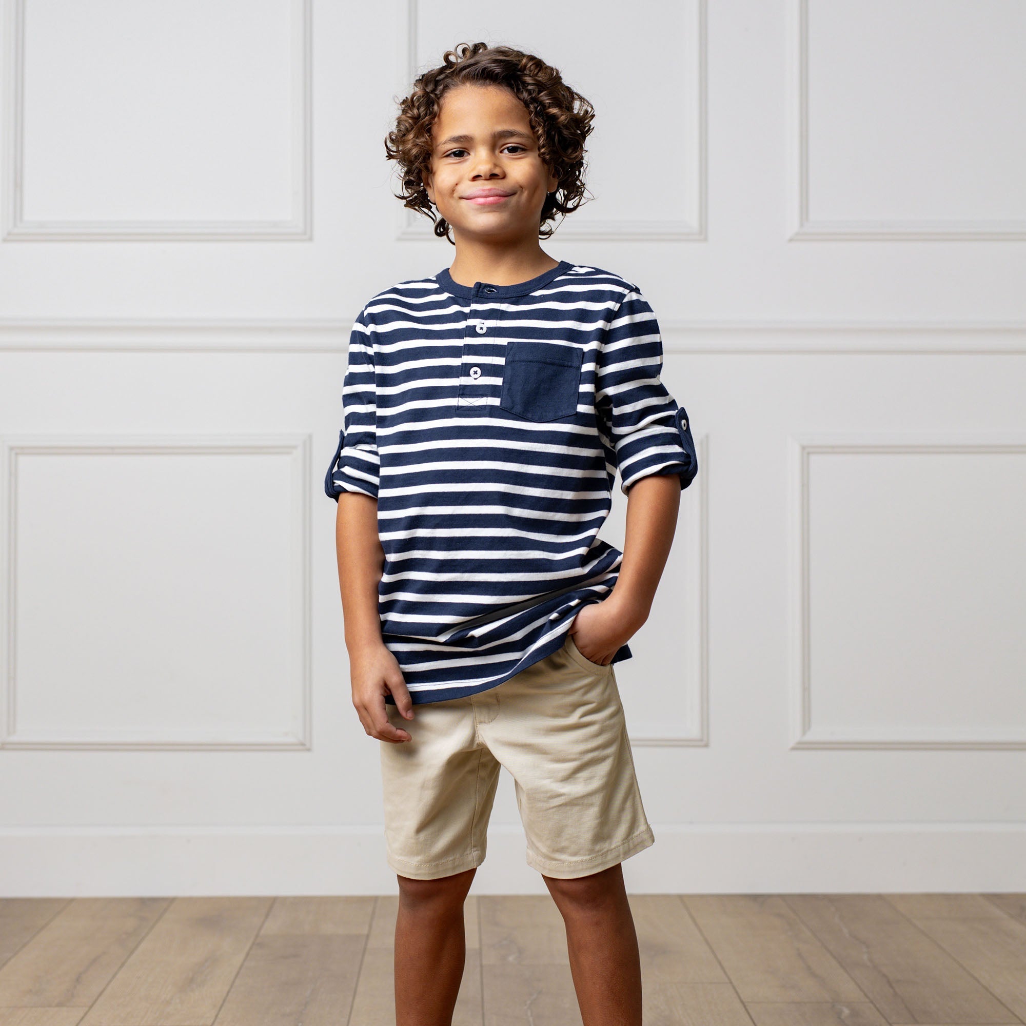 Henley Pocket Tee with Rolled Sleeves