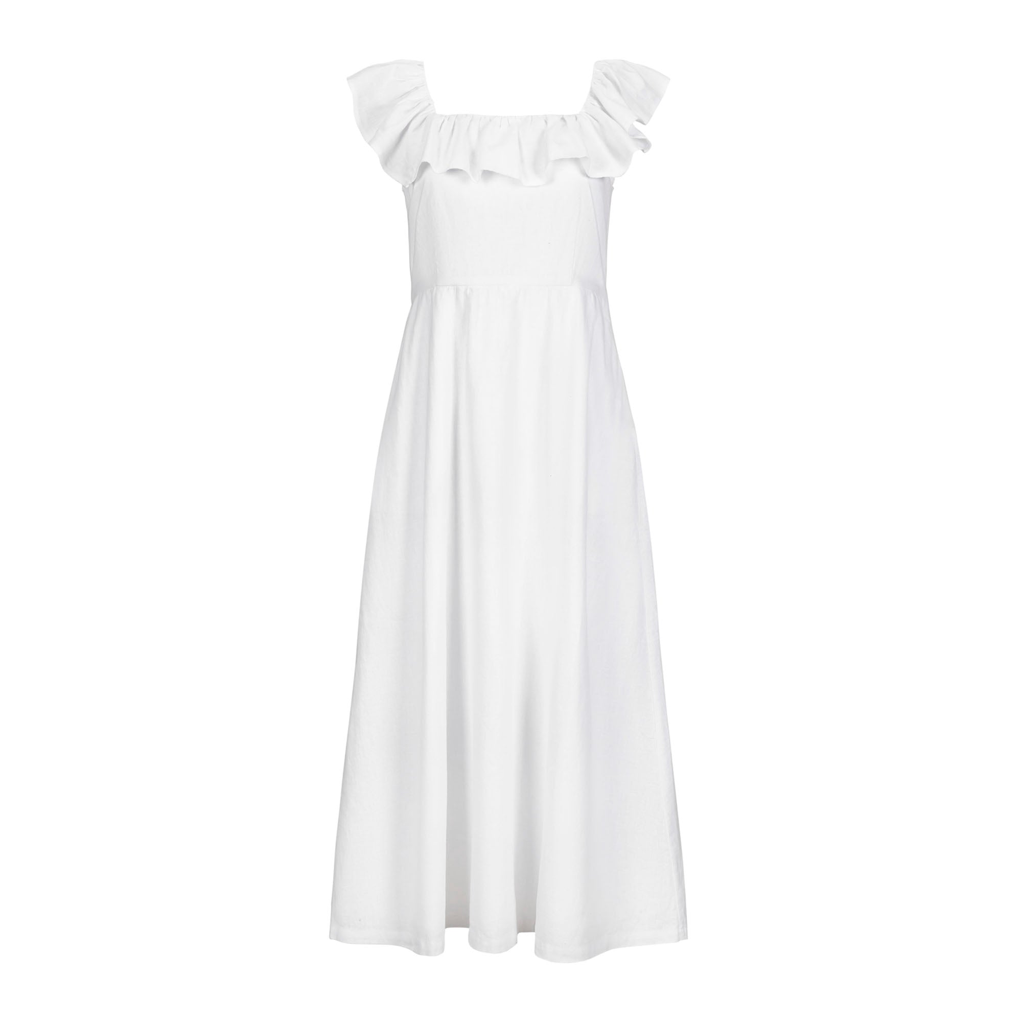 Linen Ruffle Collar Dress