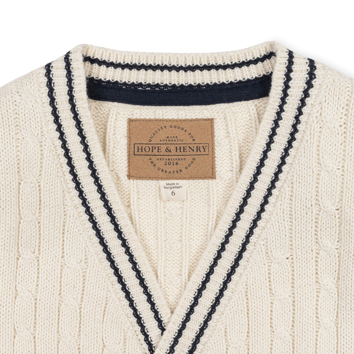 Organic Cable Cardigan in Ivory Cable — back view