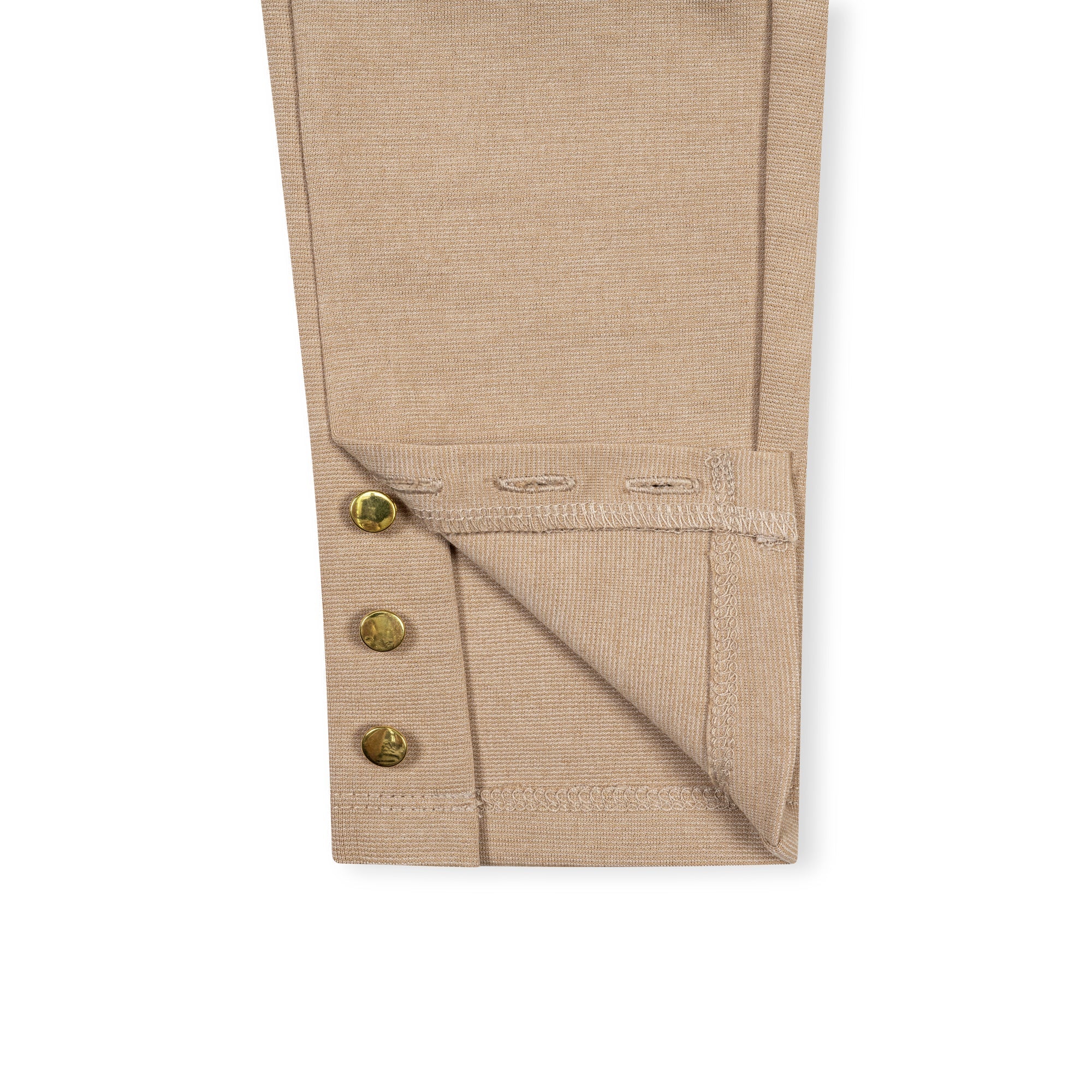 Button Cuff Ponte Pant in Camel Heather — back view