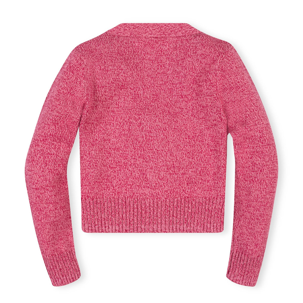 Organic V-Neck Cardigan in Vivid Pink Marl — detail view
