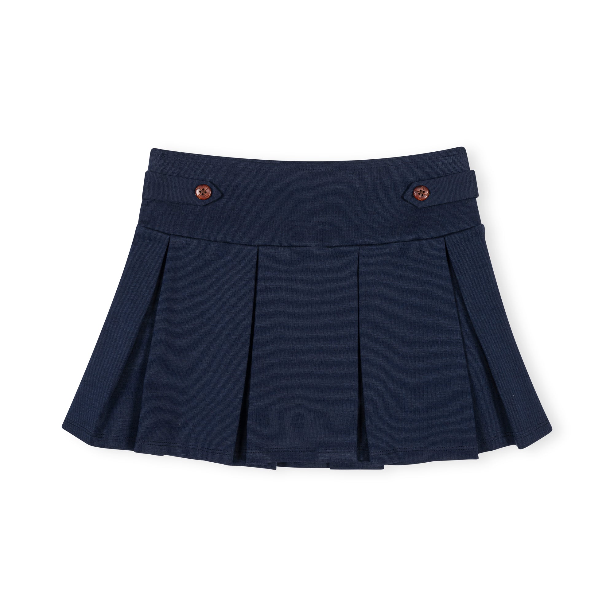 Ponte Pleated Skort in Navy — front view