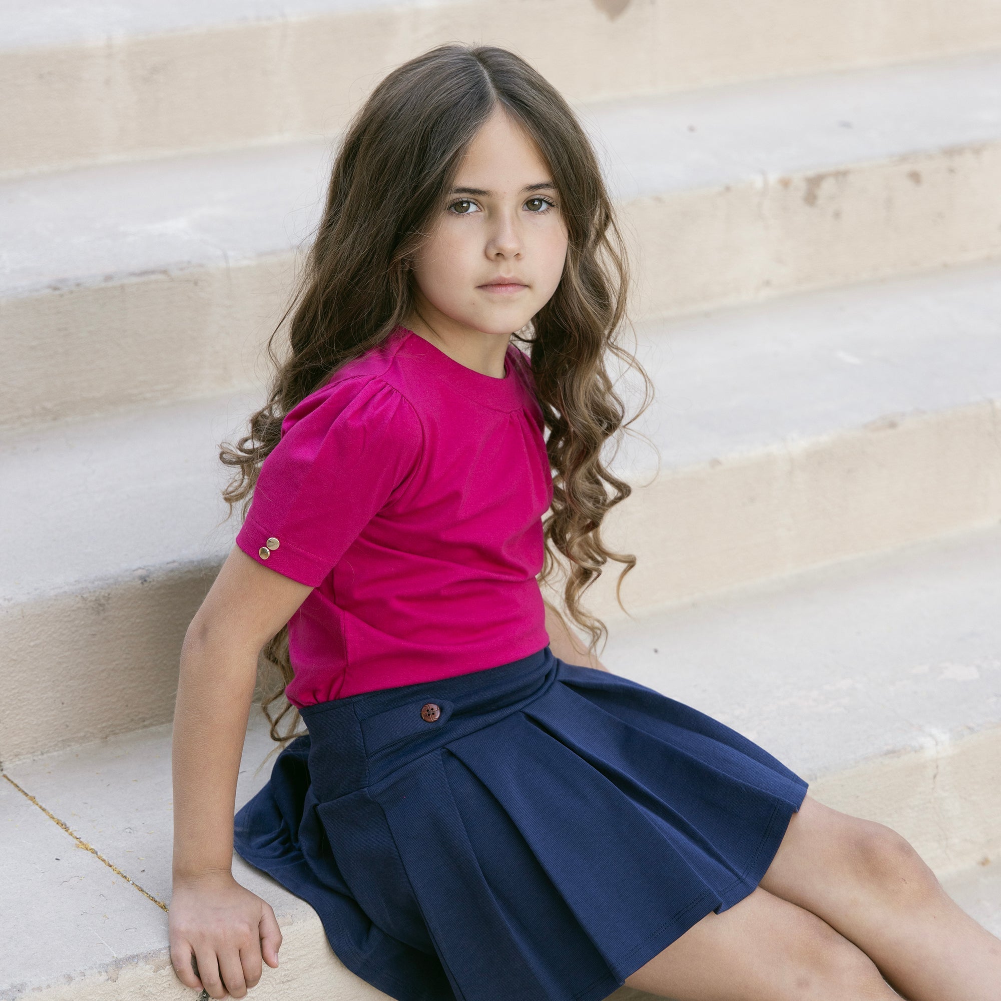Ponte Pleated Skort in Navy — lifestyle photo