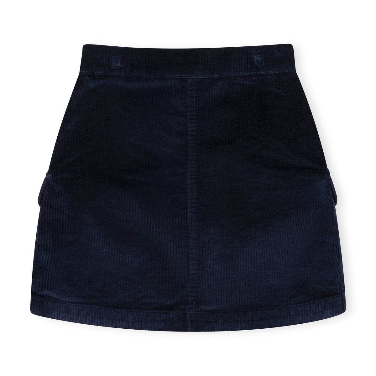 Organic Corduroy Button Front Skirt in Navy — detail view