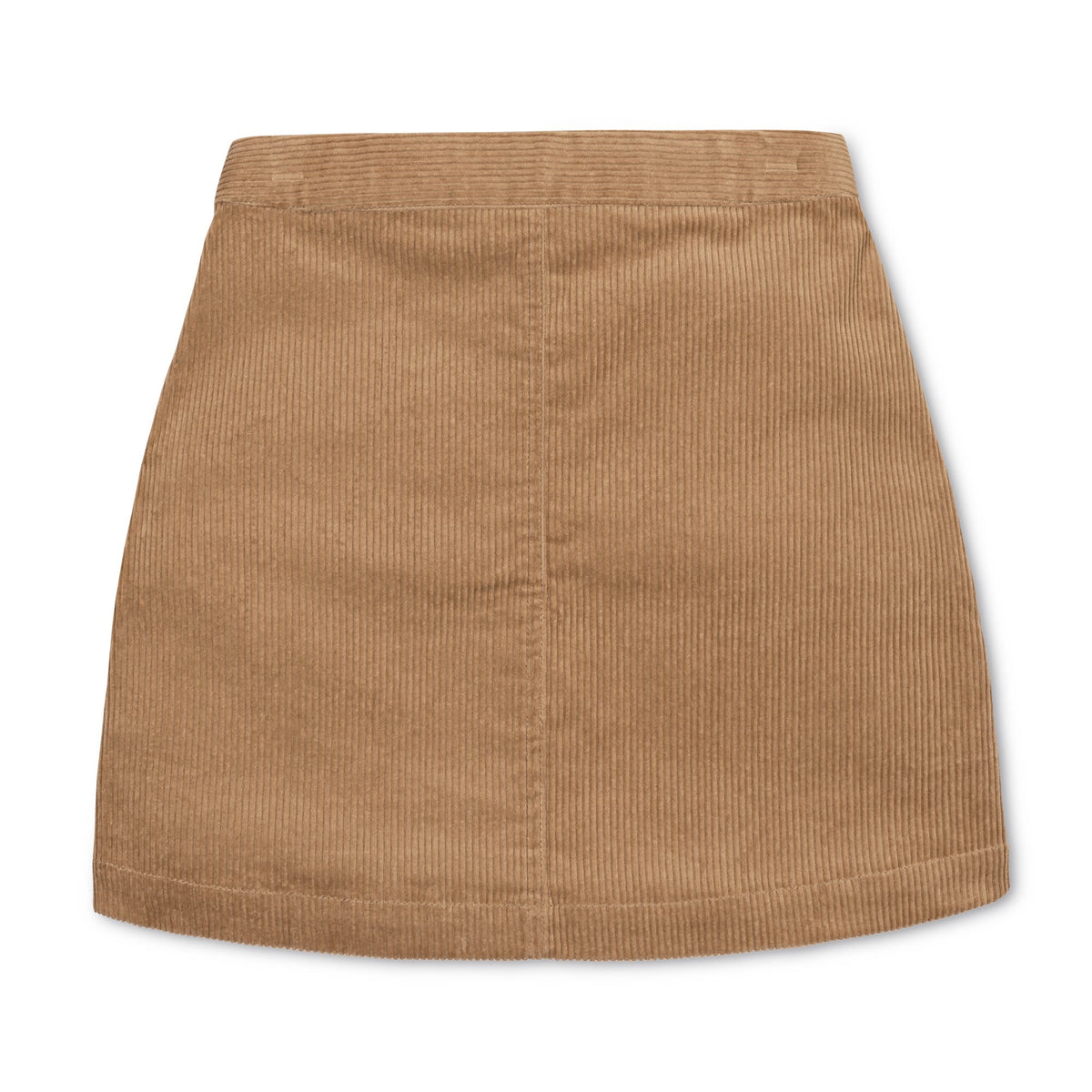 Organic Corduroy Button Front Skirt in Medium Brown — detail view