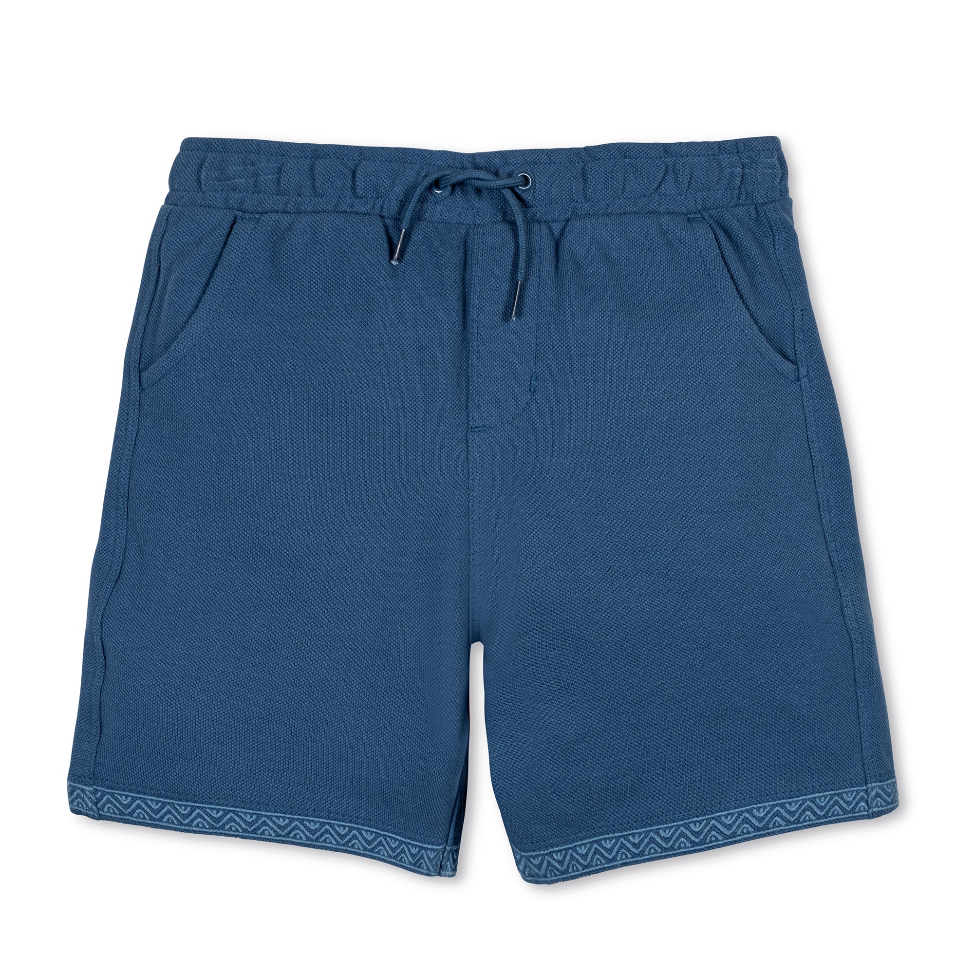 Organic Pique Pull-On Short in Stone Blue — front view