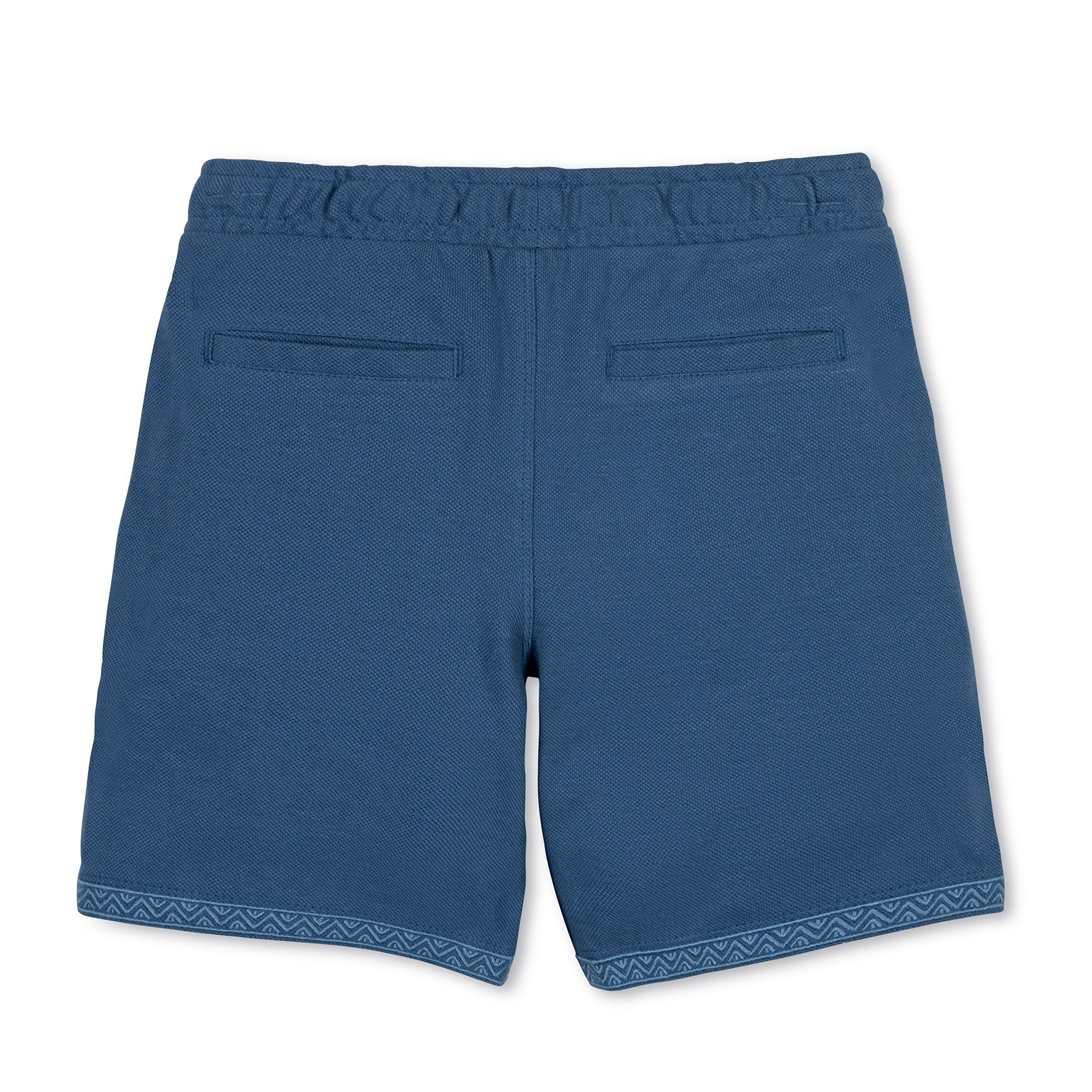 Organic Pique Pull-On Short in Stone Blue — detail view