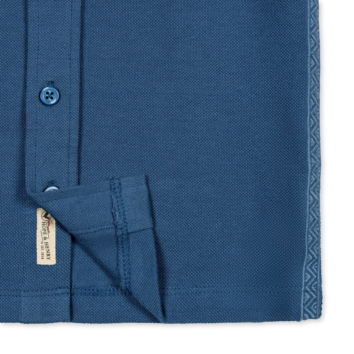 Organic Short Sleeve Pique Shirt in Stone Blue — detail view