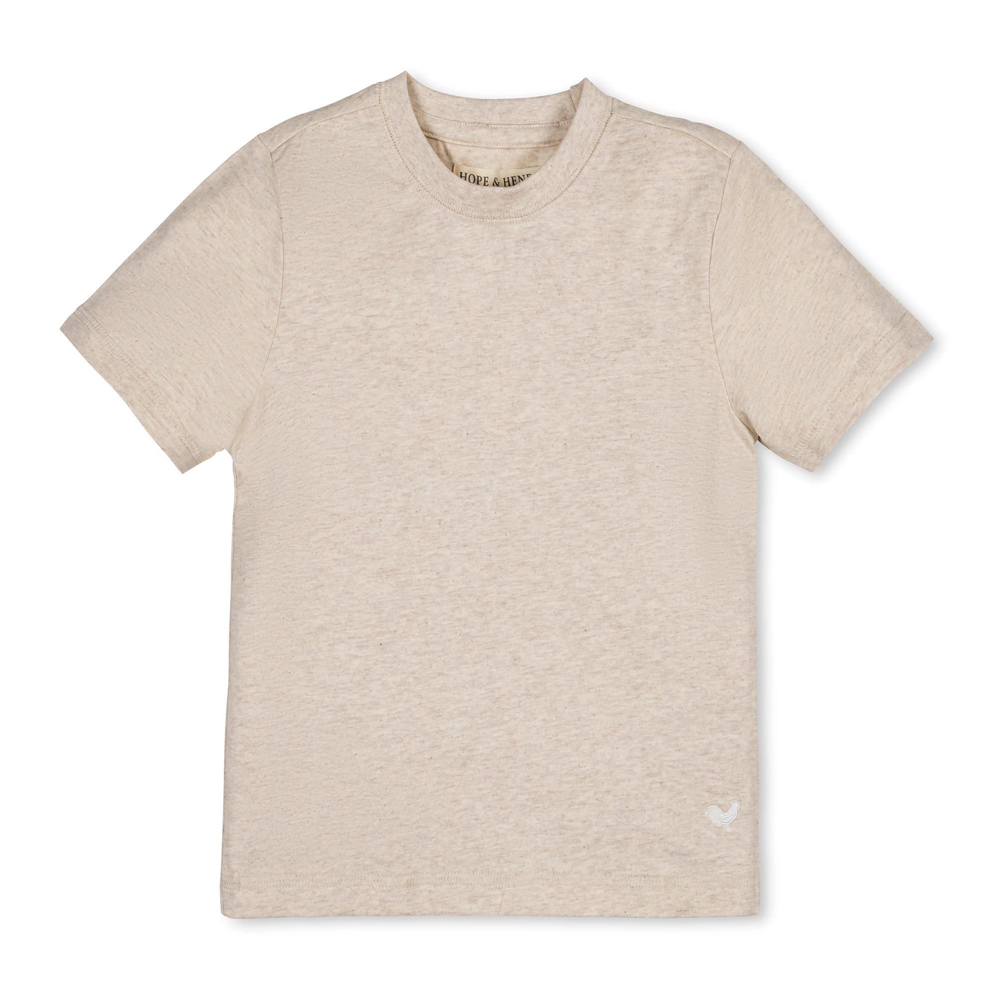 Organic Short Sleeve Henley Tee in Oatmeal Heather — front view