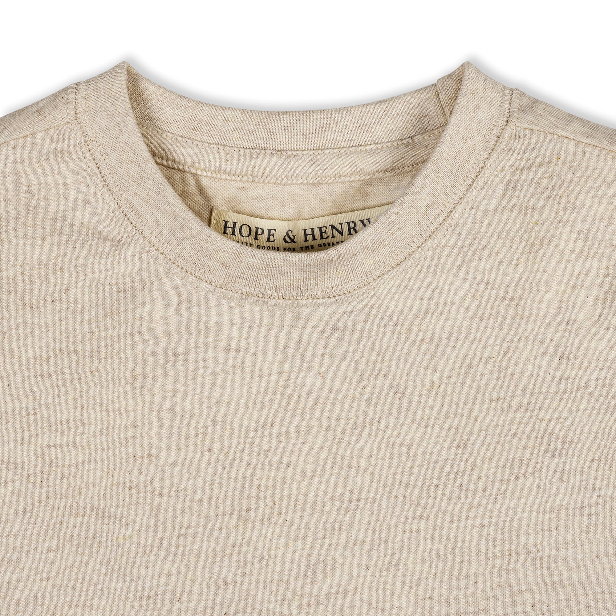 Organic Short Sleeve Henley Tee in Oatmeal Heather — back view