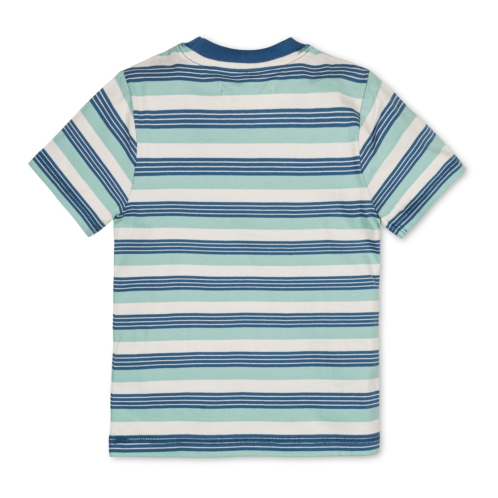 Organic Short Sleeve Henley Tee in Tidal Stripe — detail view