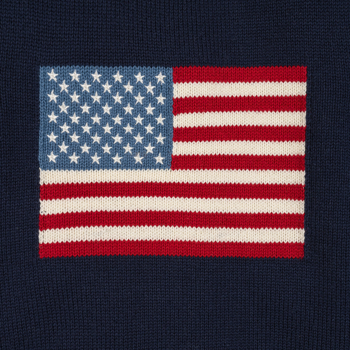 Organic Crew Neck Flag Sweater in Navy — back view