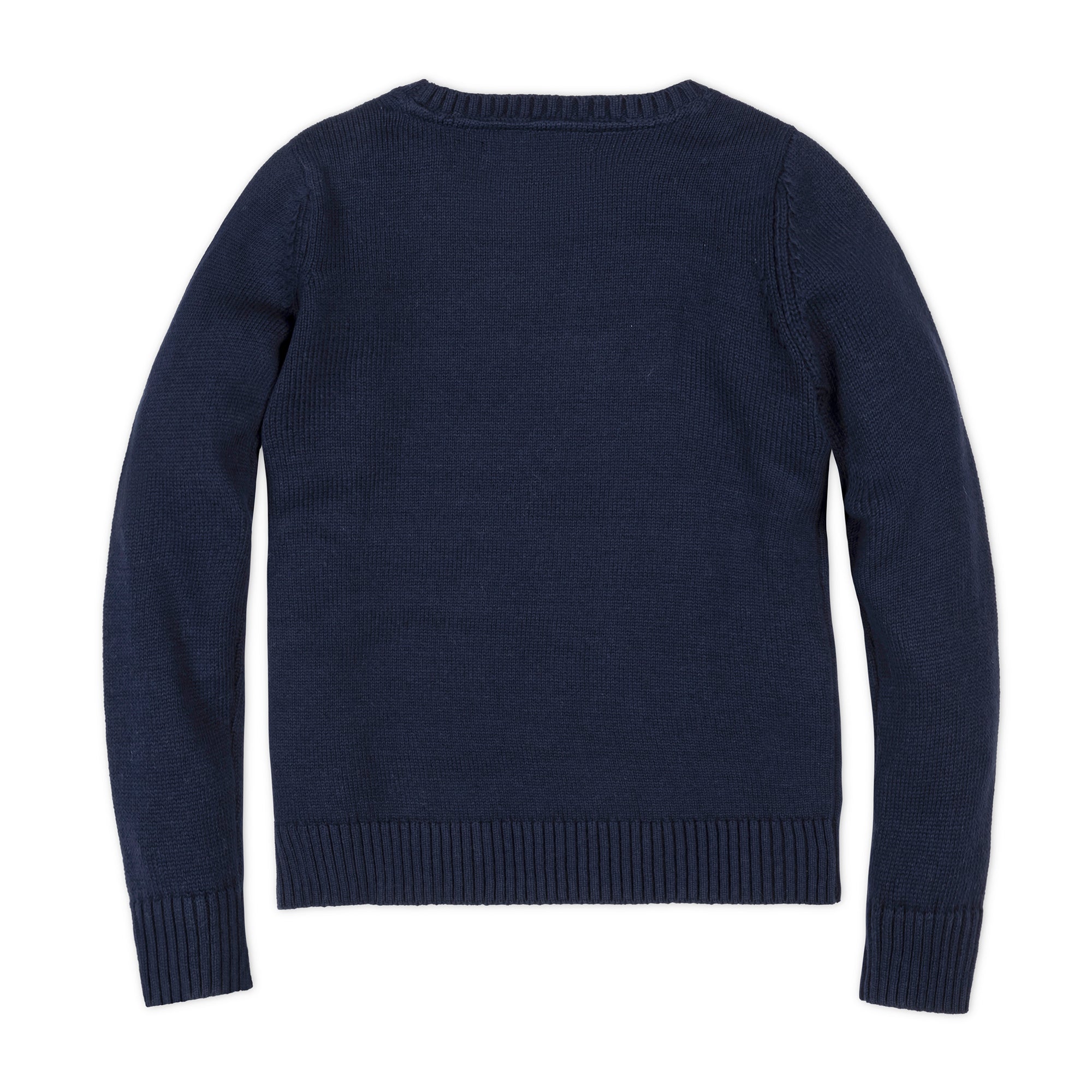 Organic Crew Neck Flag Sweater in Navy — detail view