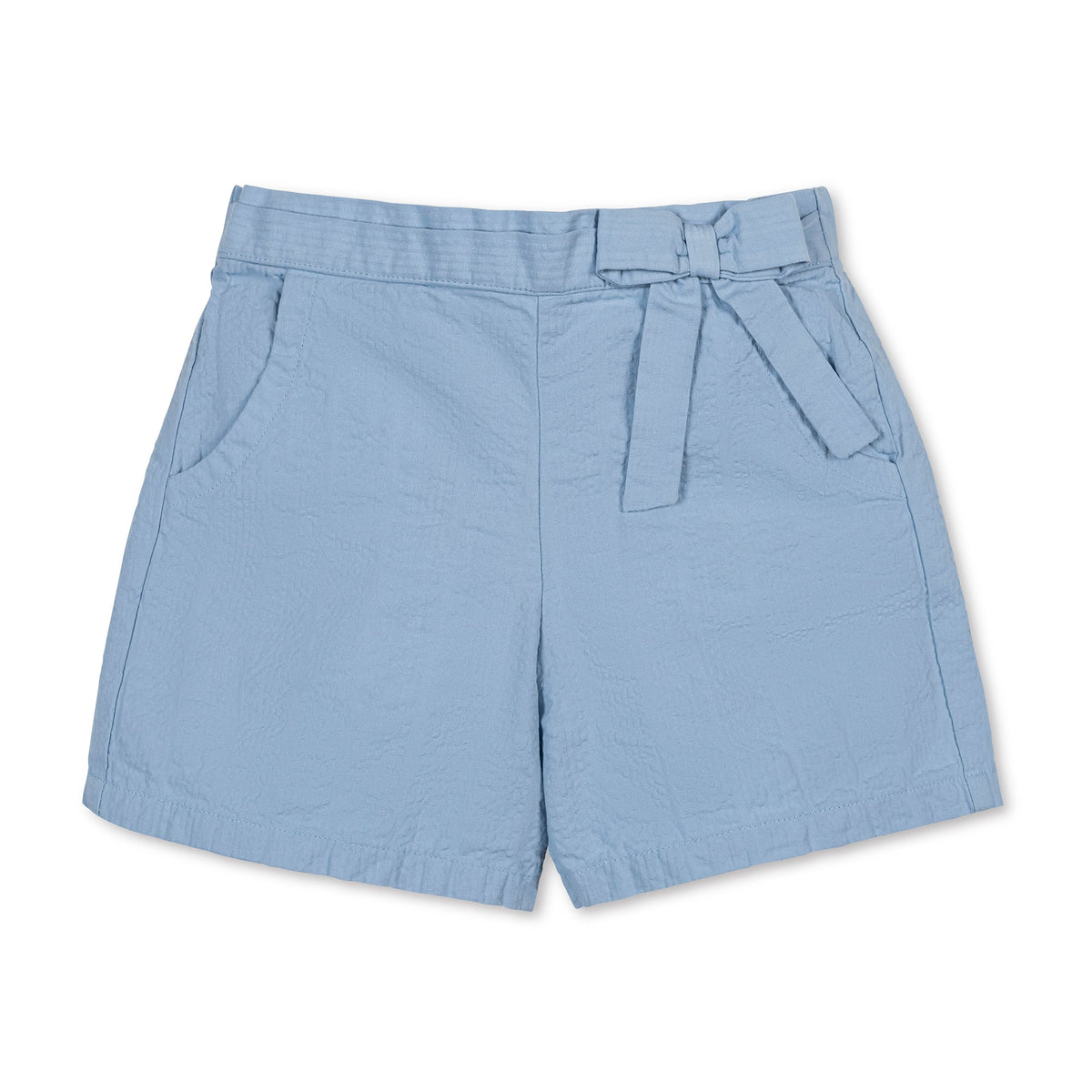 Organic Seersucker Pull-On Short in Bluebell — front view