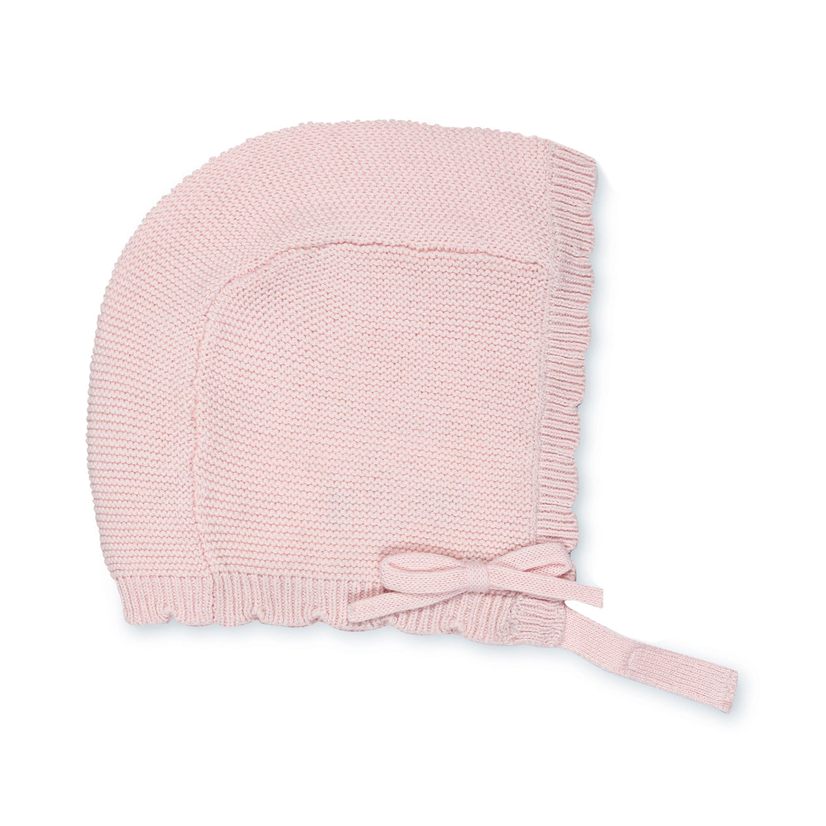 Organic Sweater Bonnet and Bootie Set in Pale Pink — detail view