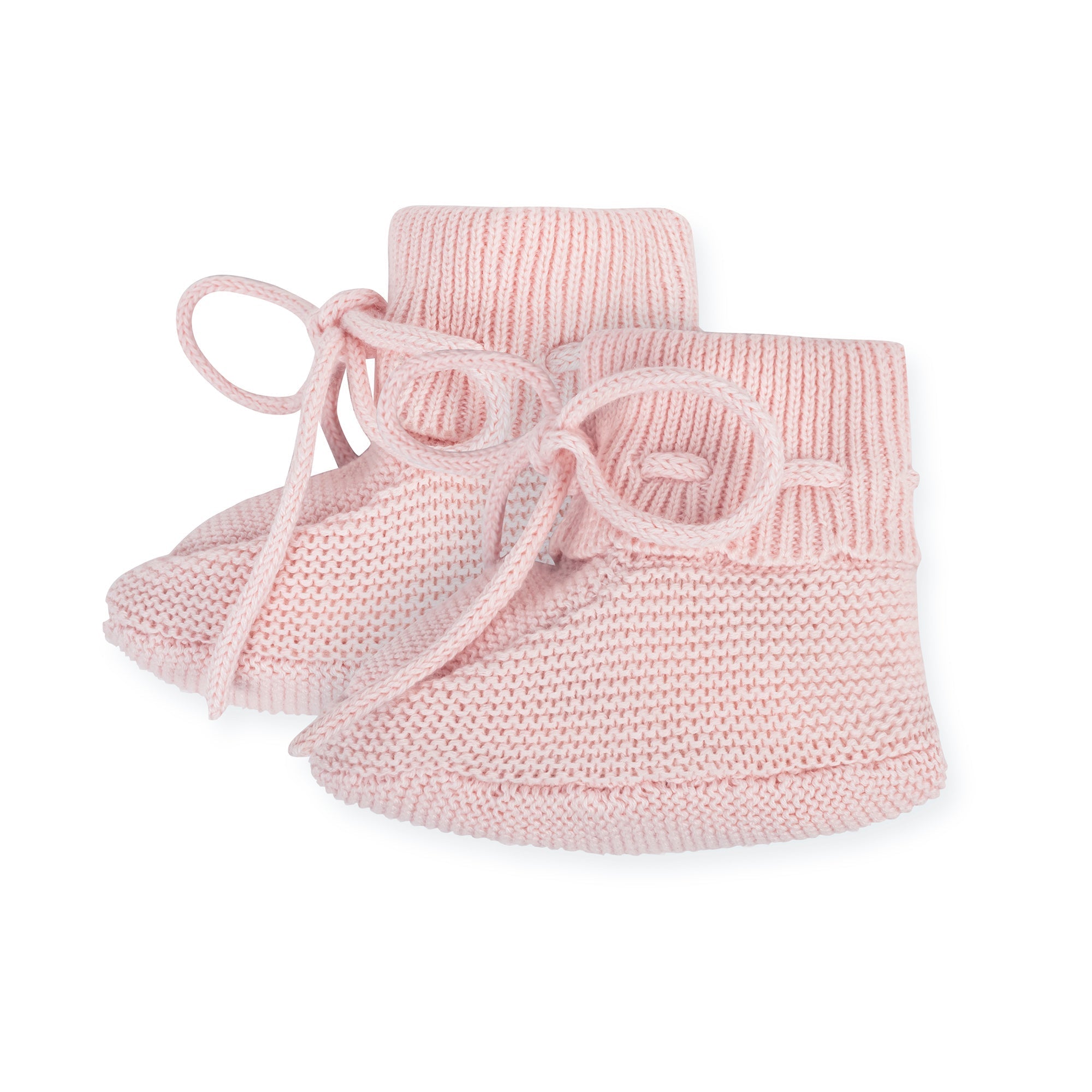 Organic Sweater Bonnet and Bootie Set in Pale Pink — detail view