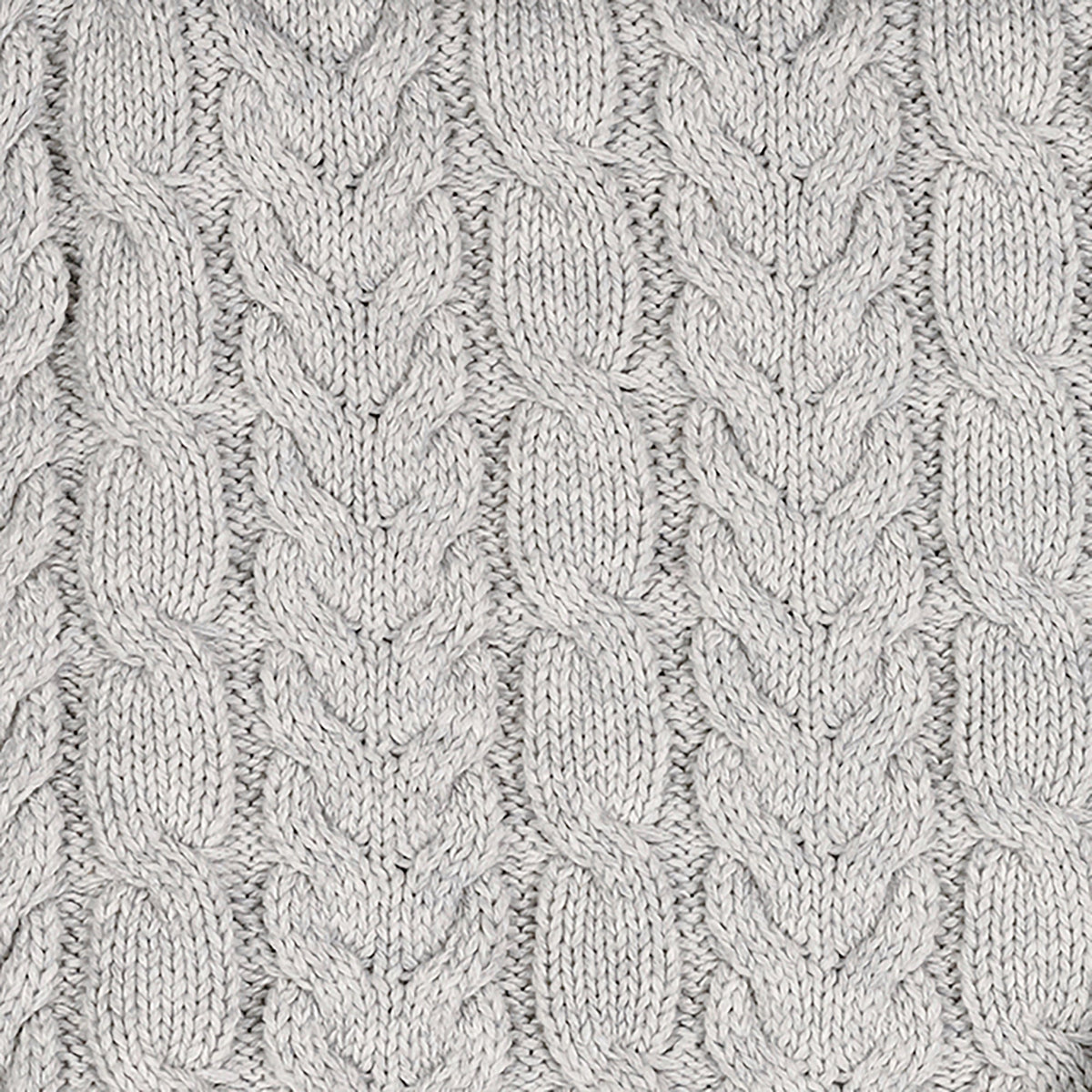 Organic Cable Knit Blanket in Light Gray Heather Cable — detail view