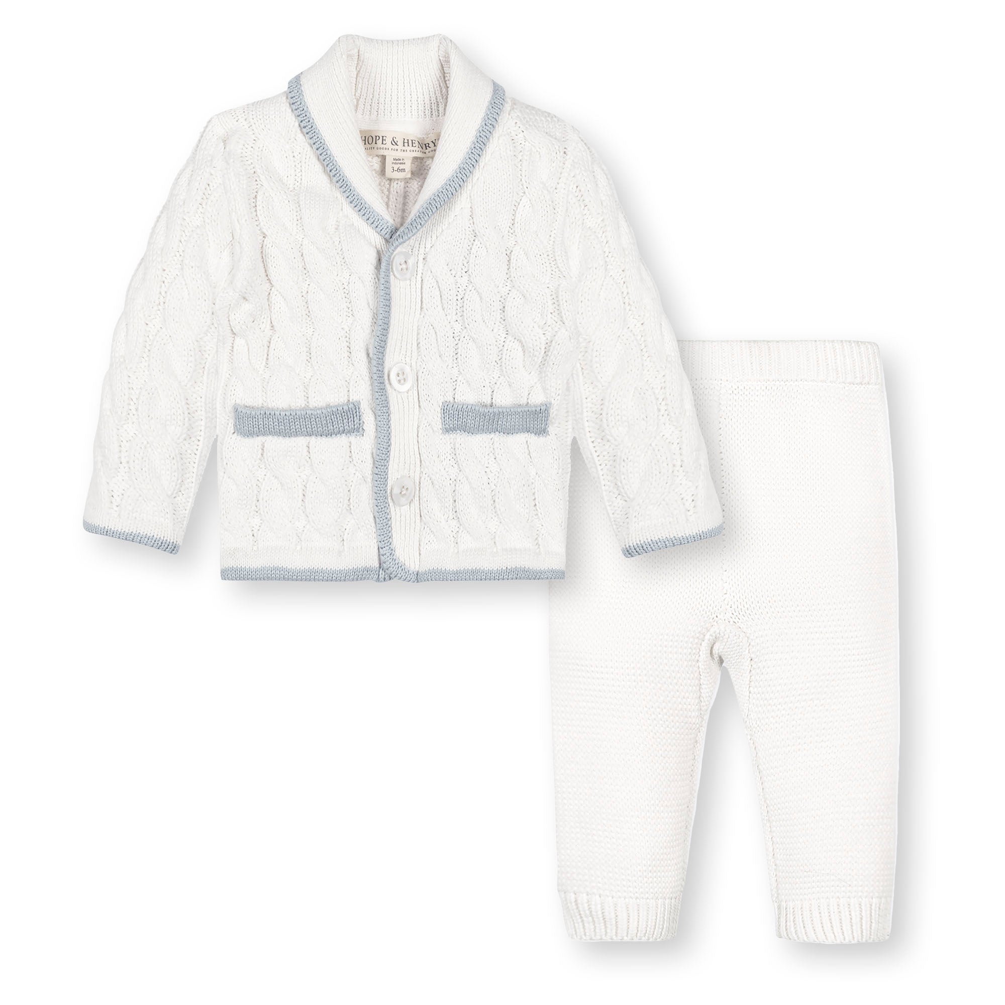 Organic Cable Knit 5-Piece Boxed Gift Set in Snow White — detail view