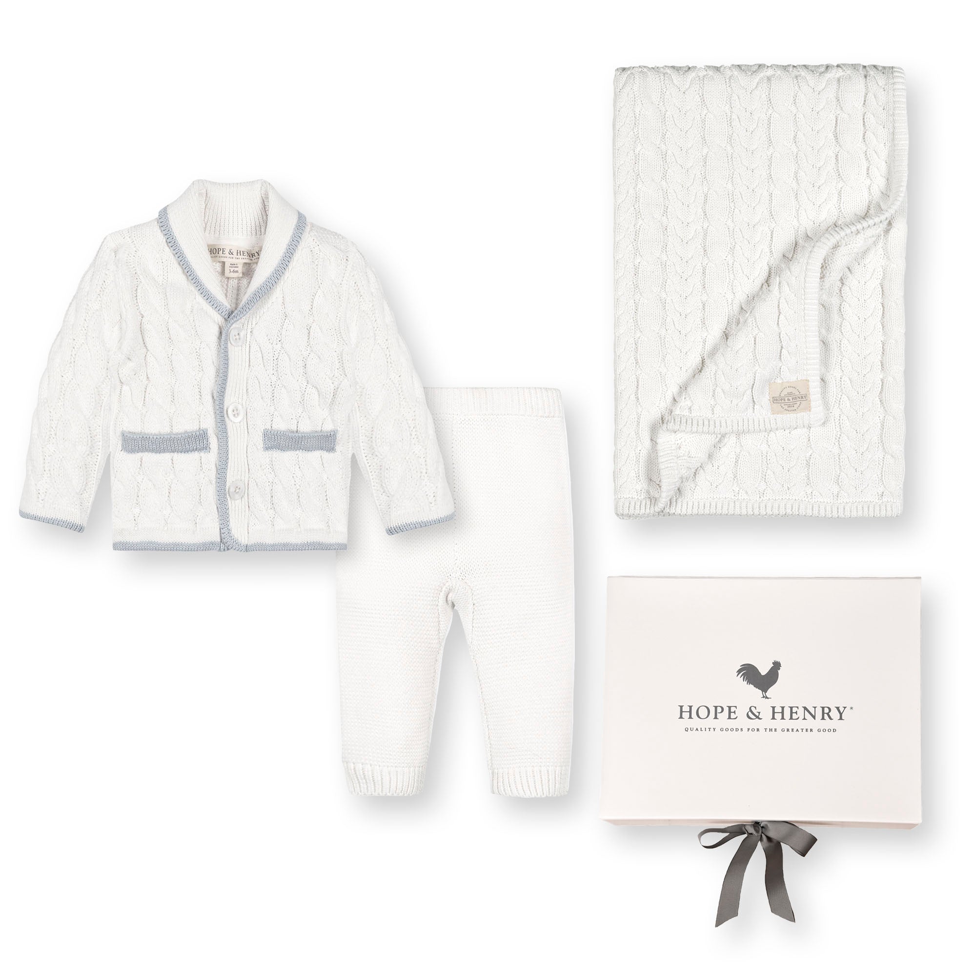 Cardigan, Legging and Blanket Gift Set in Snow White — full set in gift box