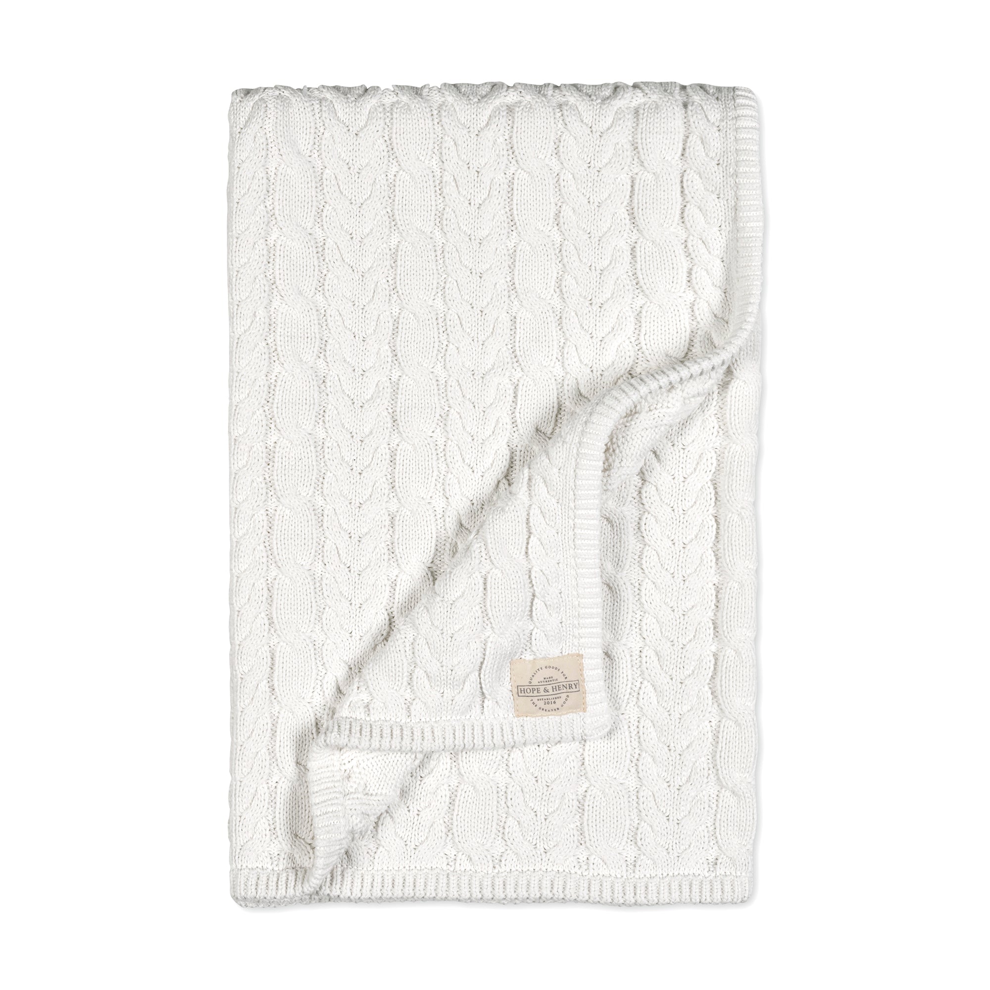 Organic Cable Knit 3-Piece Boxed Gift Set in Snow White — detail view