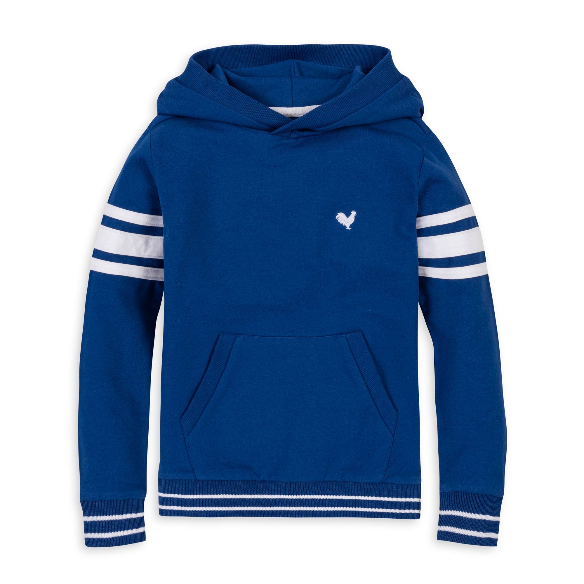 Organic French Terry Kanga Hoodie in Bold Blue — front view