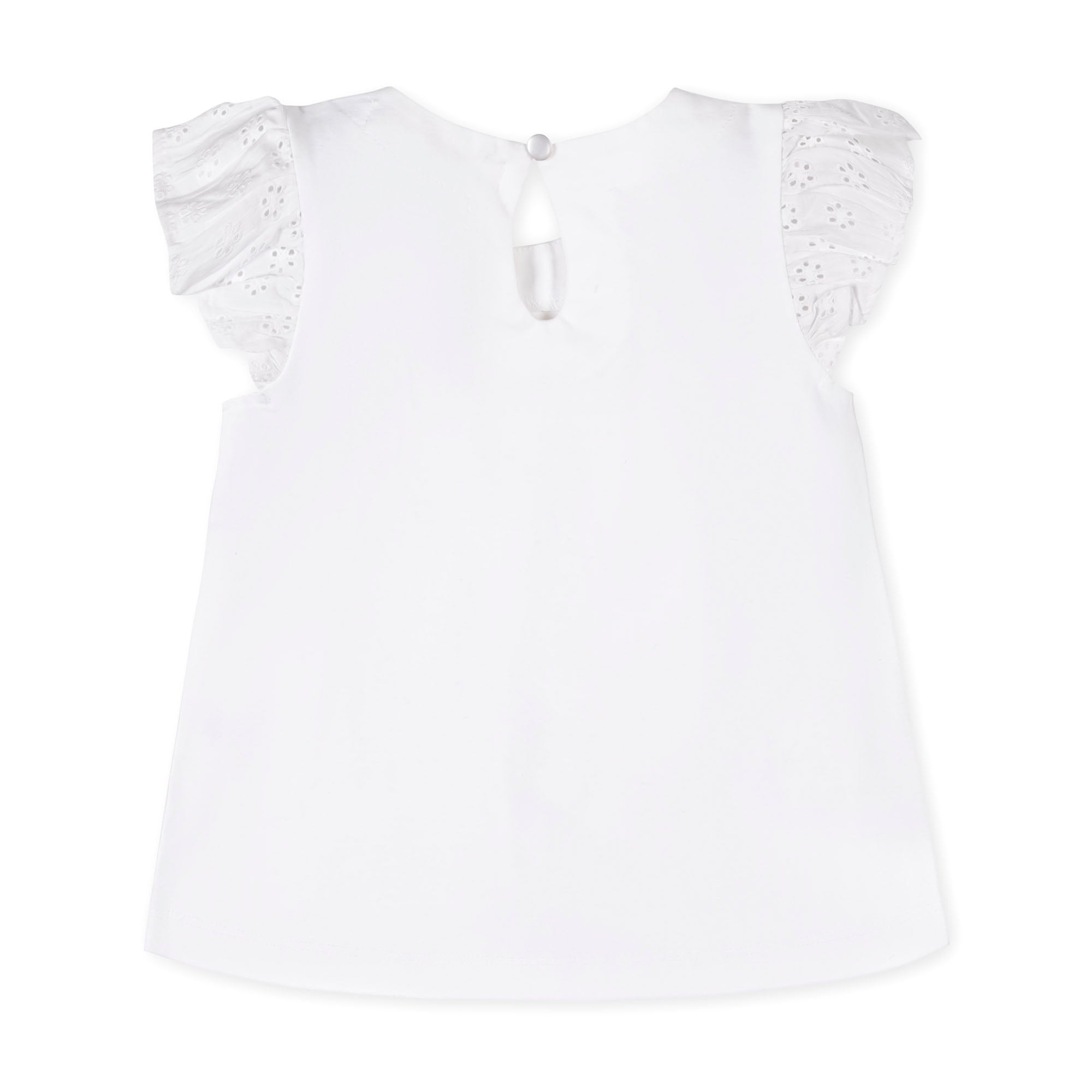 Organic Knit Top with Eyelet Flutter Sleeves