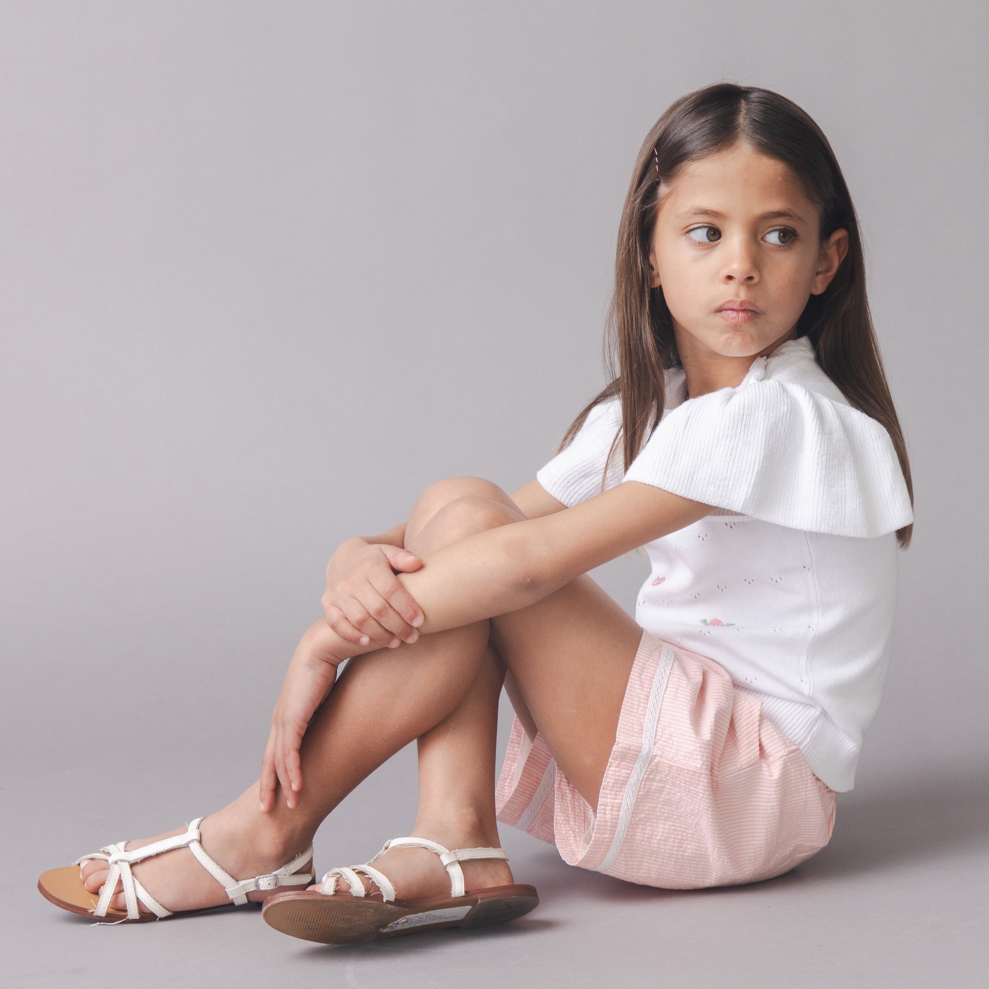Organic Ruffle Sleeve Pointelle Sweater