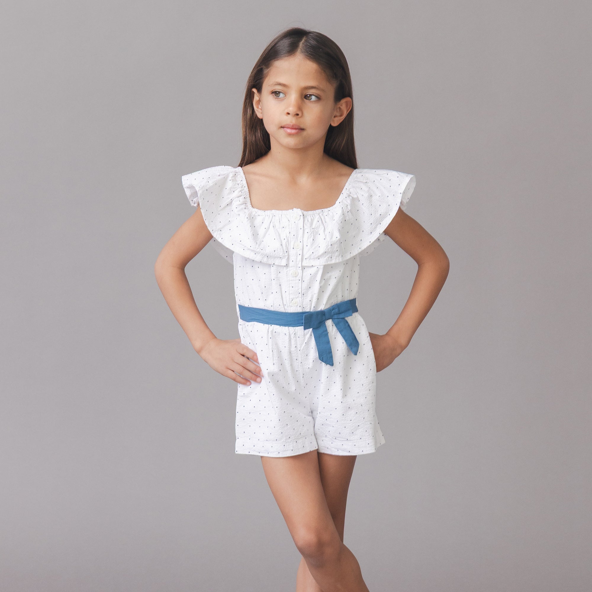 Organic Seersucker Ruffle Romper