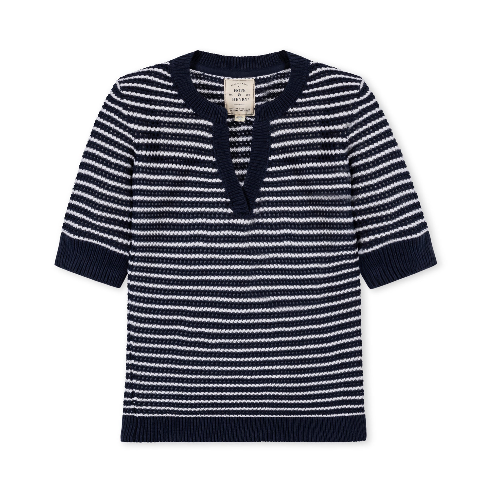 Organic V-Neck Short Sleeve Sweater