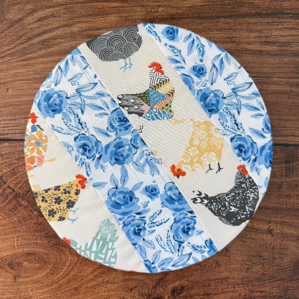 Handmade cotton bowl cover by Five Oaks Farm — reusable, plastic-free