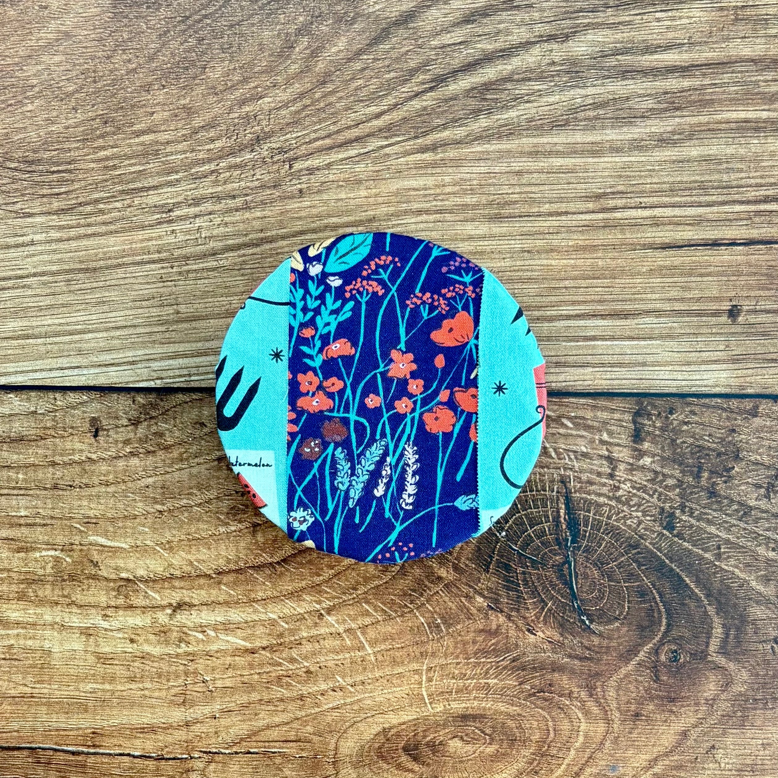 Handmade cotton jar cover by Five Oaks Farm — reusable, plastic-free