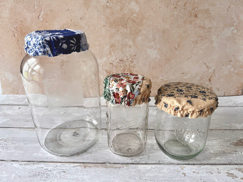 Handmade cotton jar cover by Five Oaks Farm — reusable, plastic-free