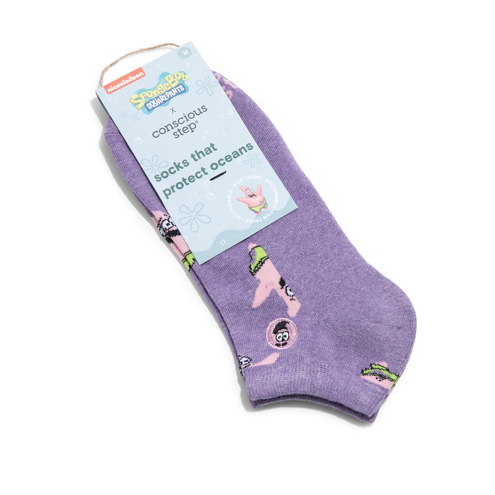 Close-up of Patrick Star ankle sock — Conscious Step
