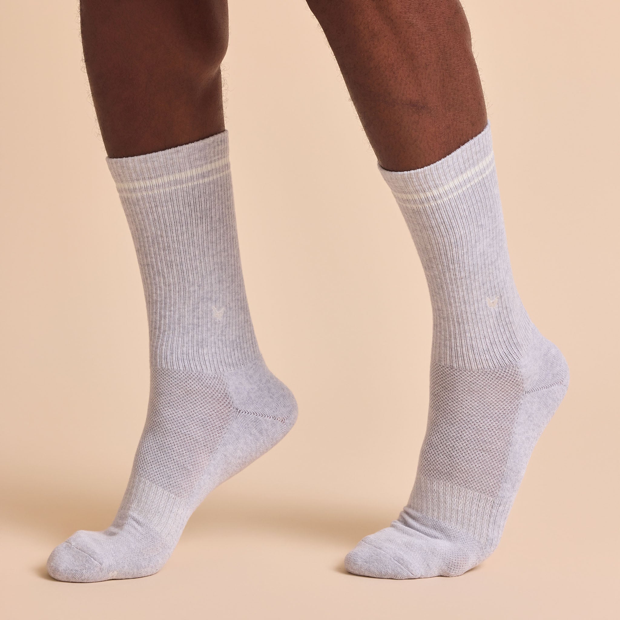 Comfort Crew Socks that Save Farm Animals — ribbed organic cotton crew socks in beige, gray & plum